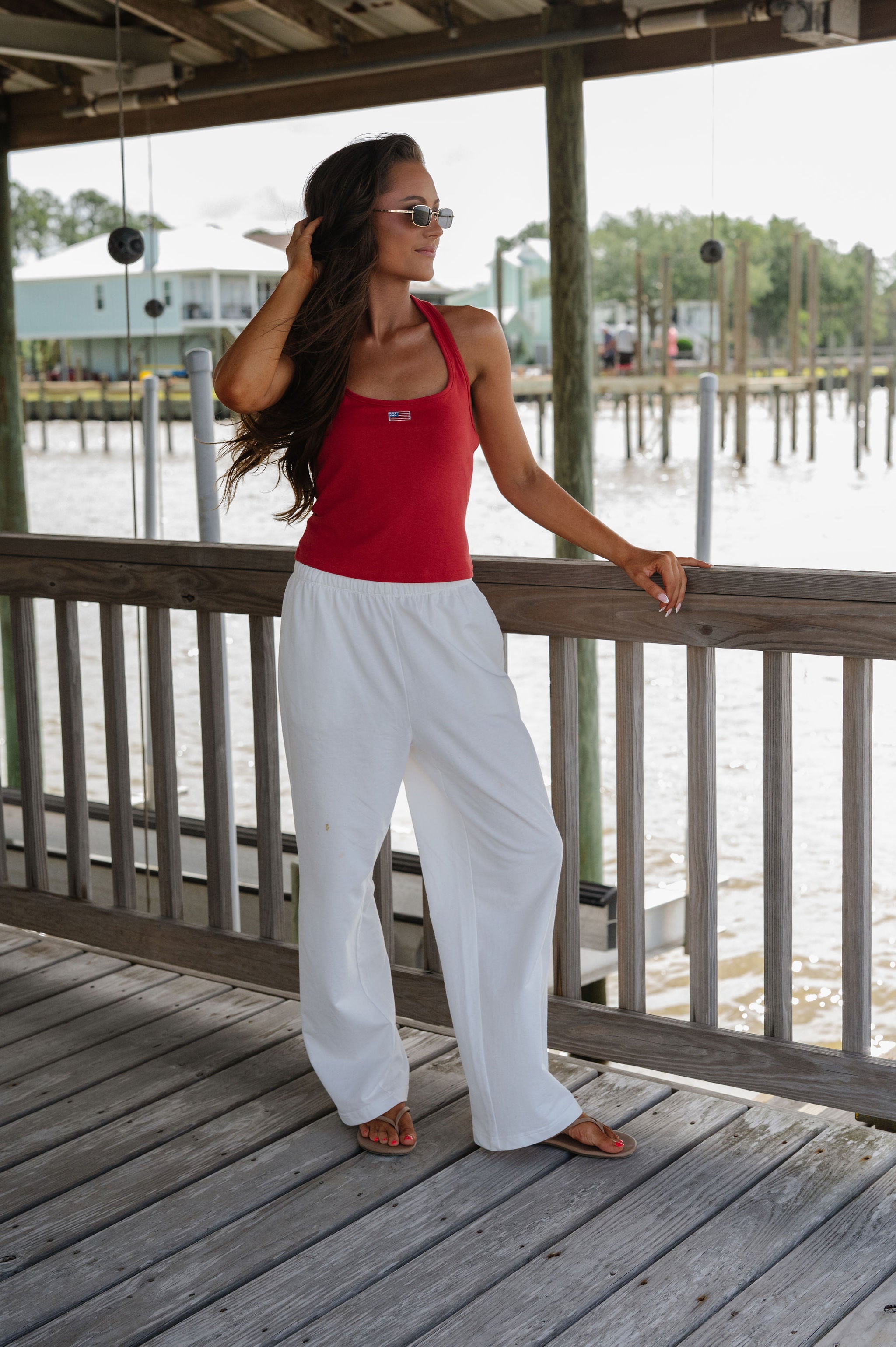American Flag Halter Top-Red