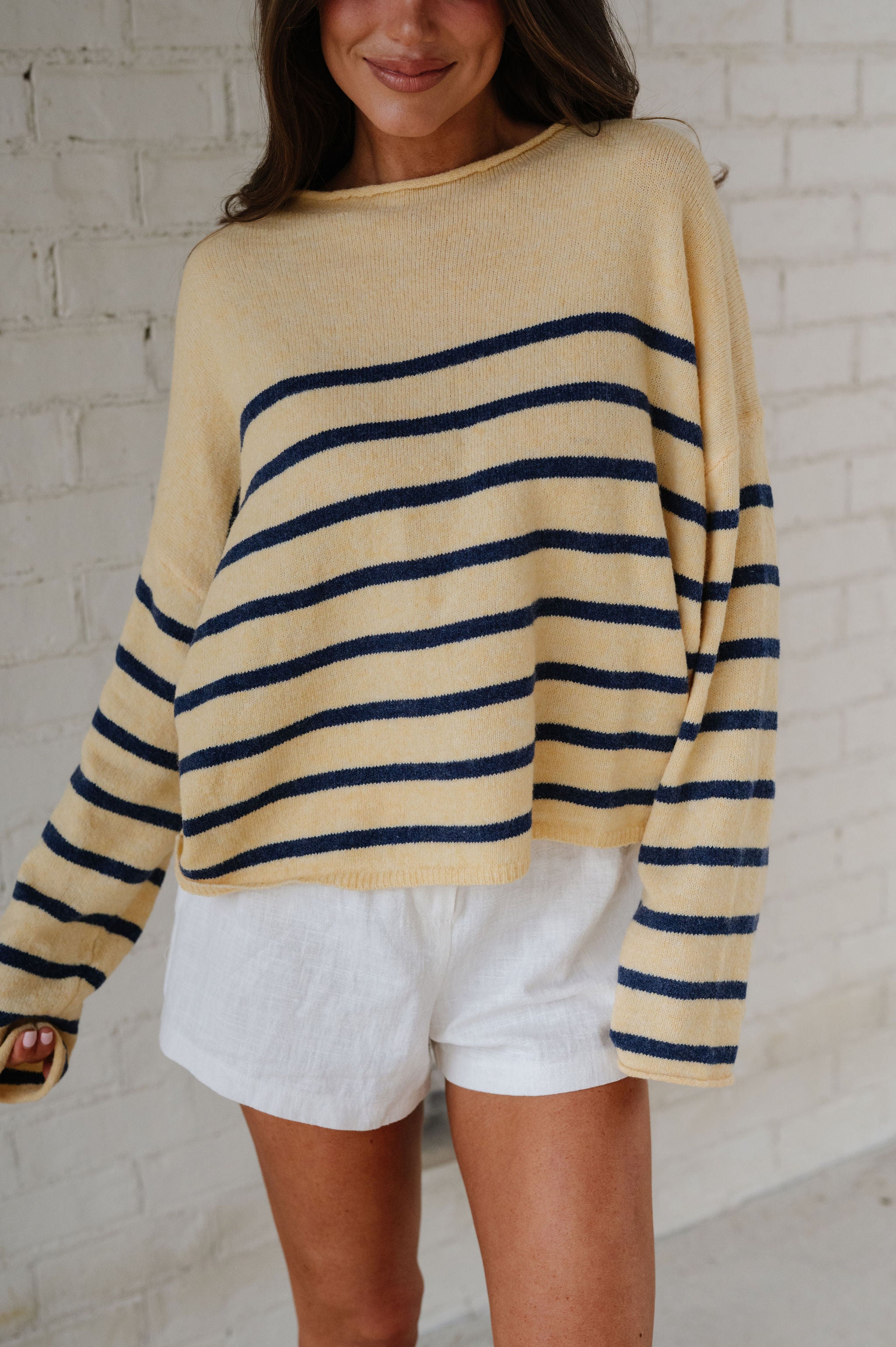 Palmer Striped Pullover-Butter