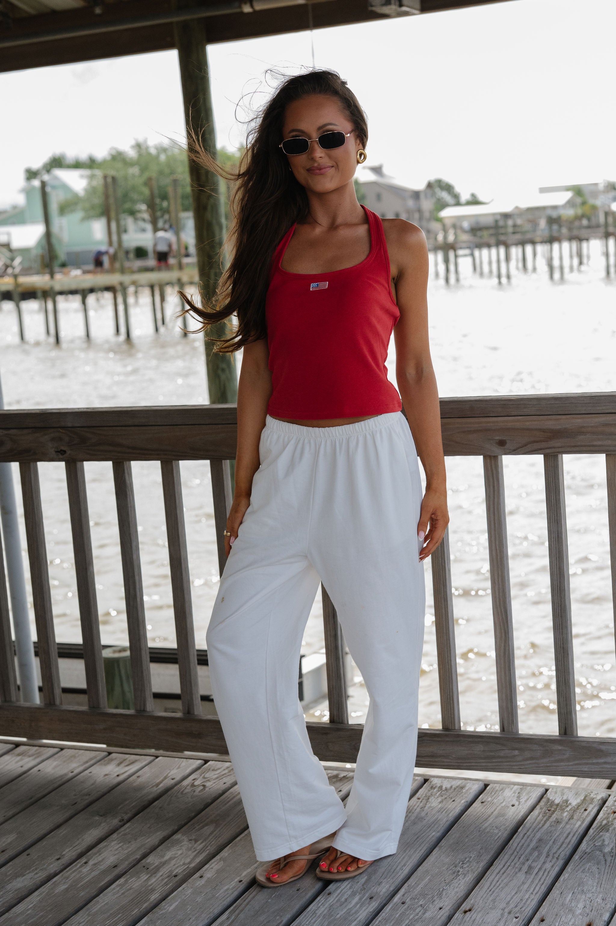 American Flag Halter Top-Red