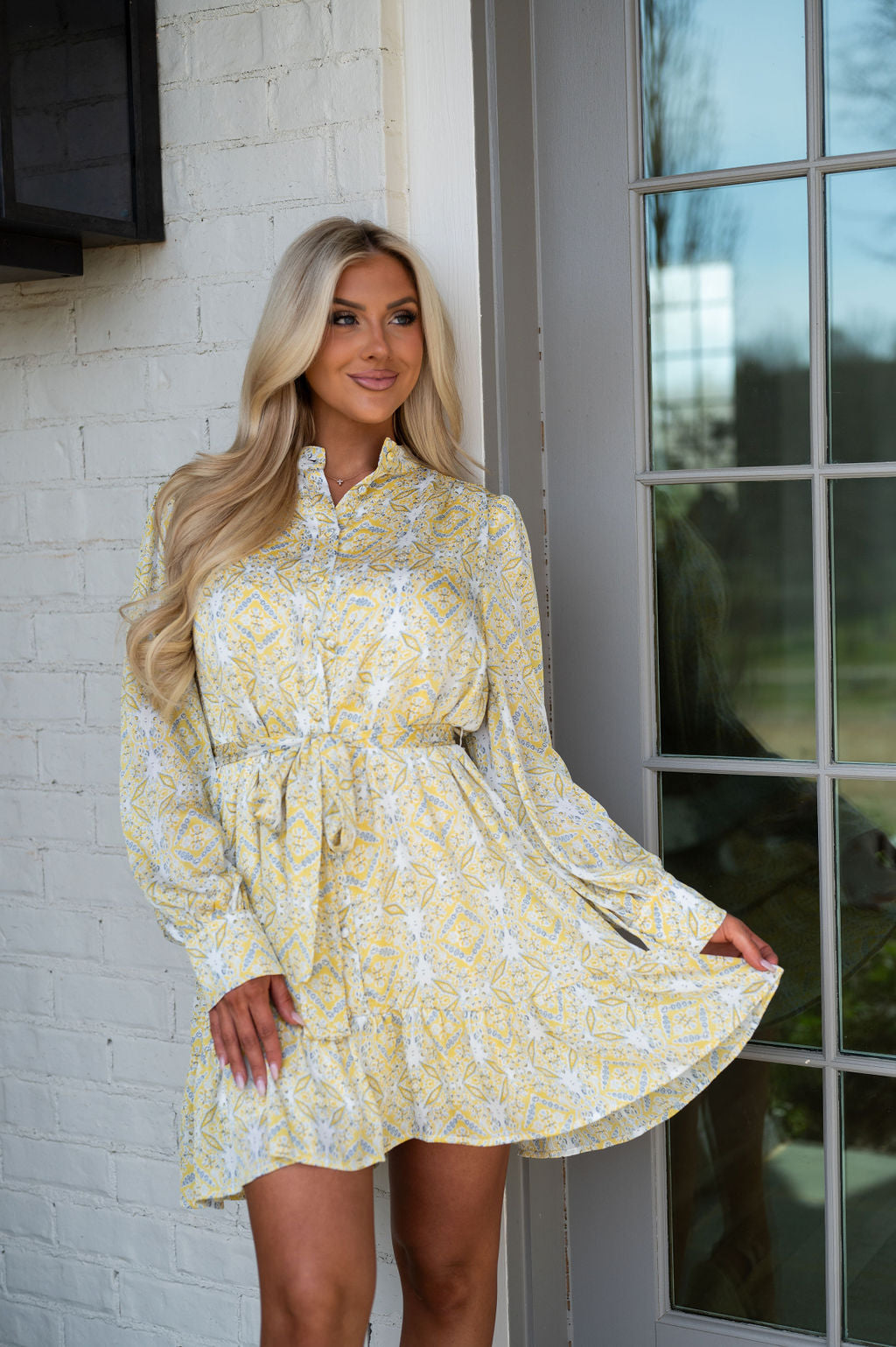 Easton Printed Dress-Yellow Multi