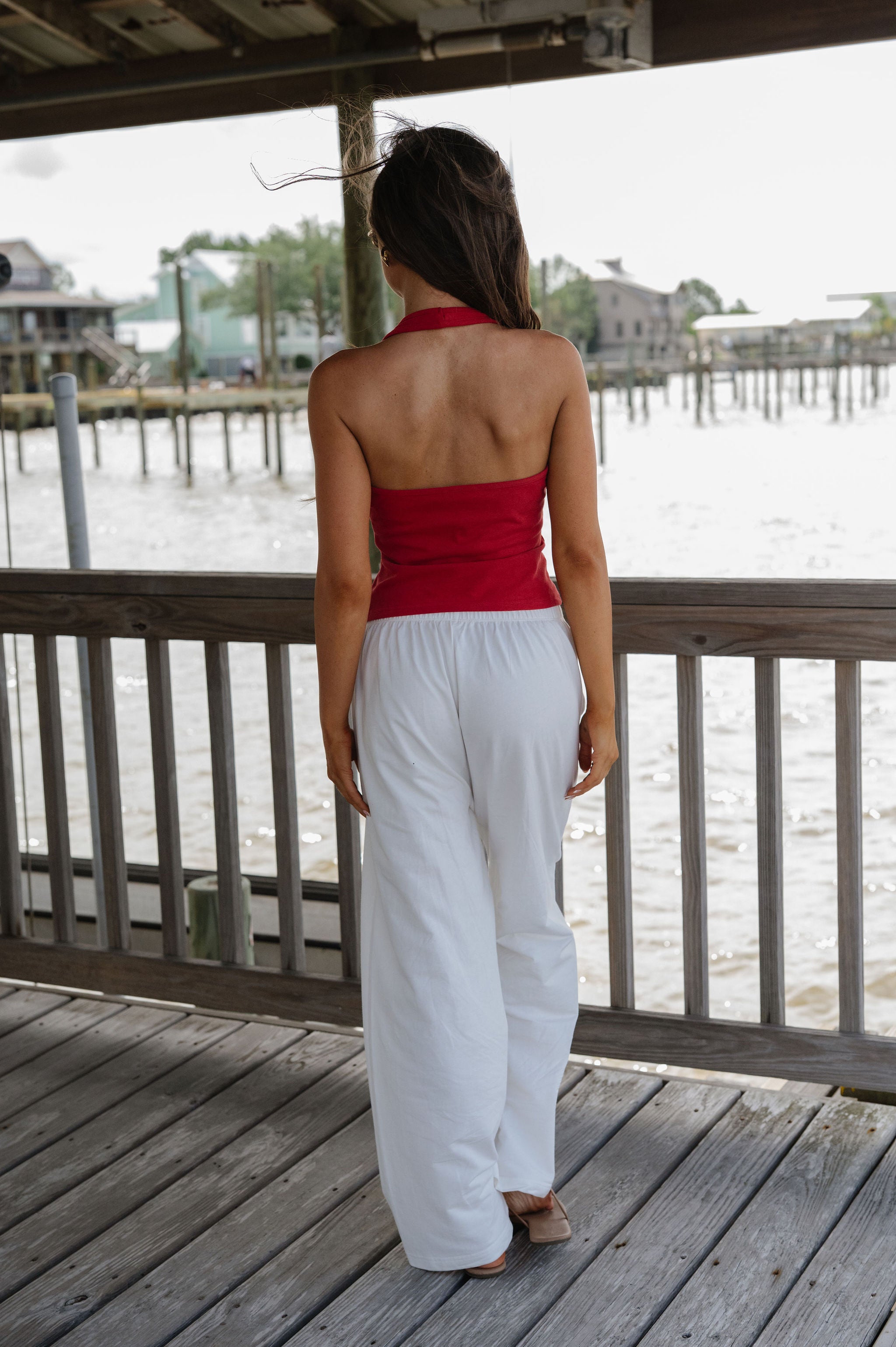 American Flag Halter Top-Red