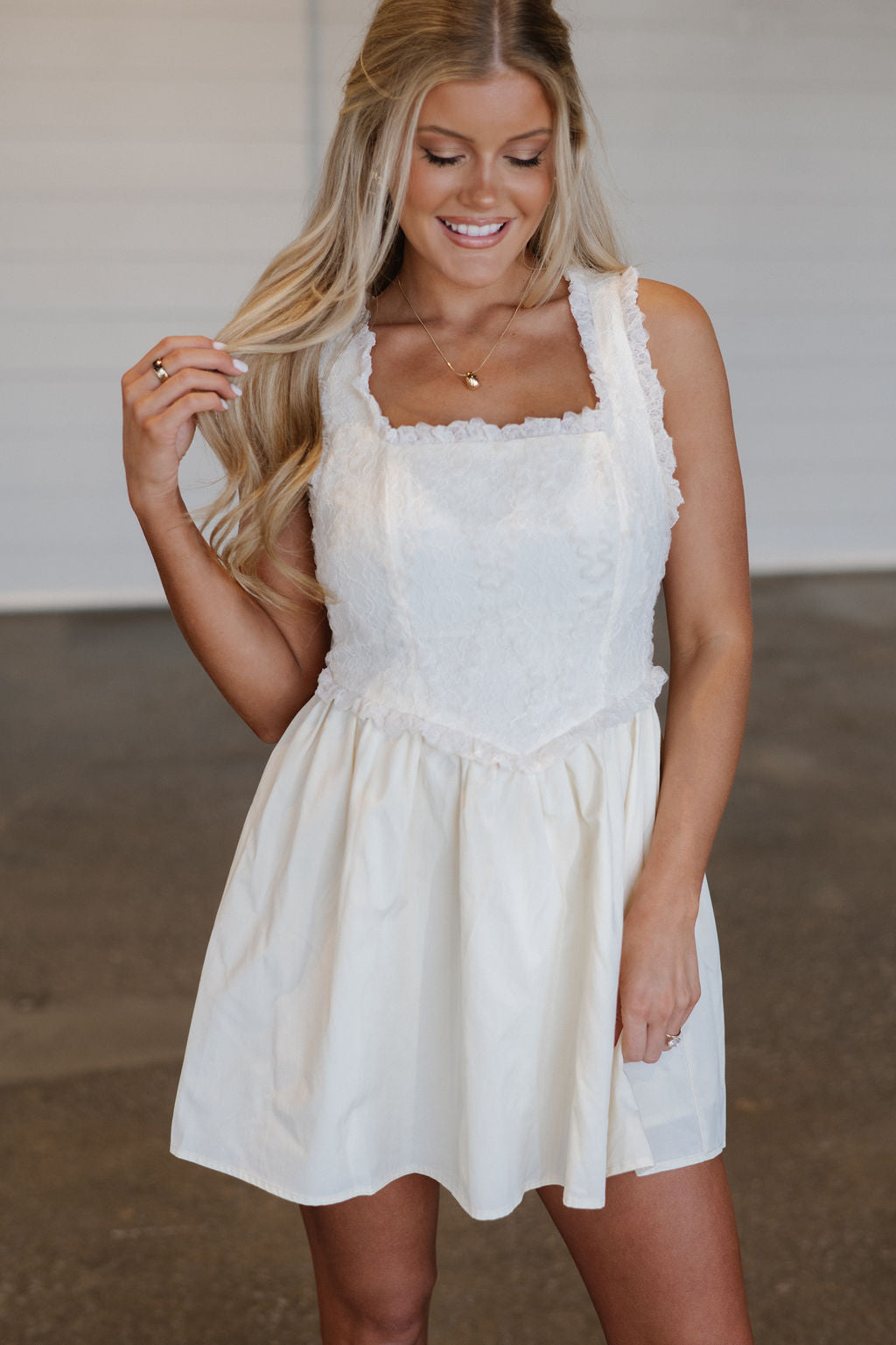 Rylee Lace Mini Dress-Vanilla