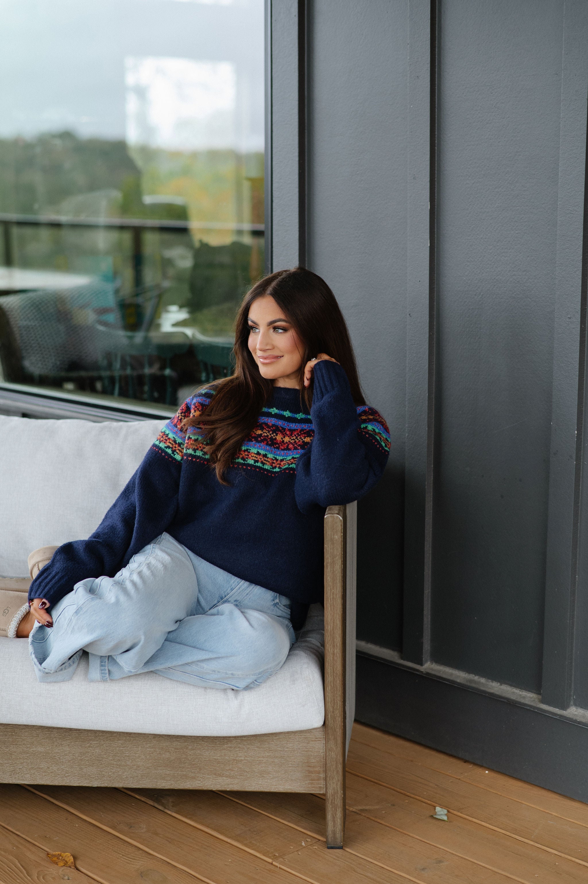 Multicolor Fair Isle Sweater-Navy