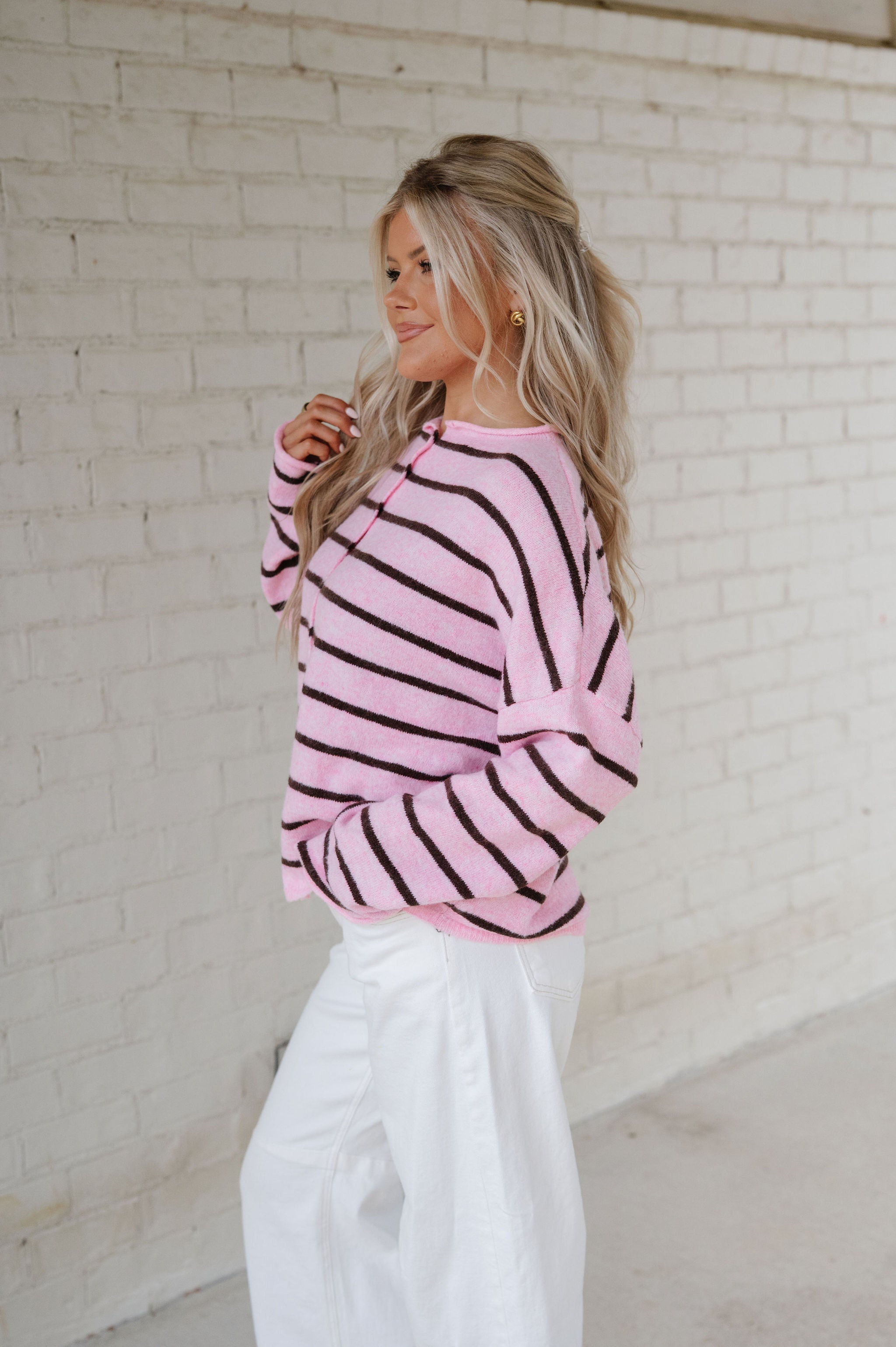 Cabana Striped Cardigan-Pink
