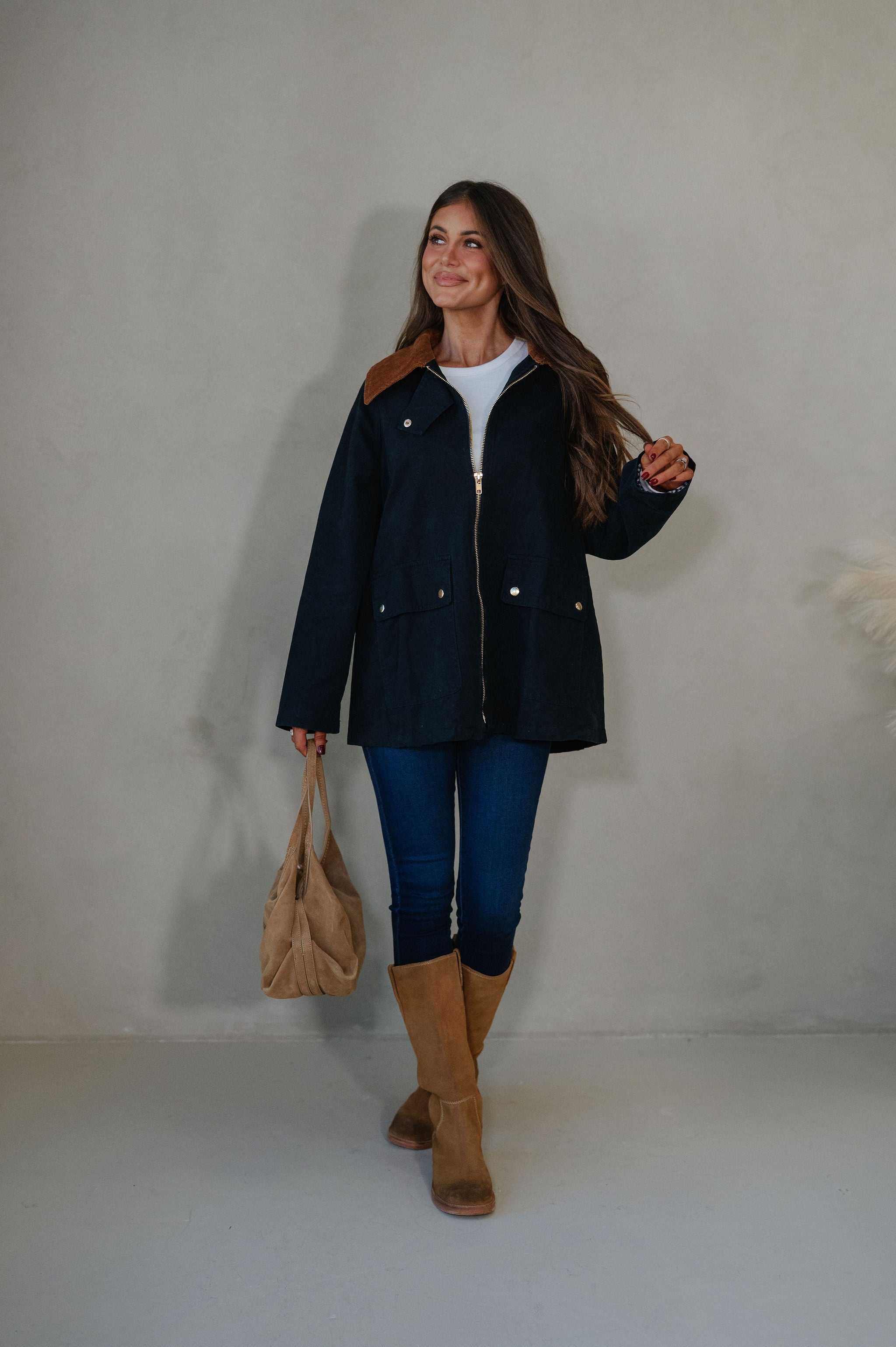 Houston Collared Jacket-Midnight