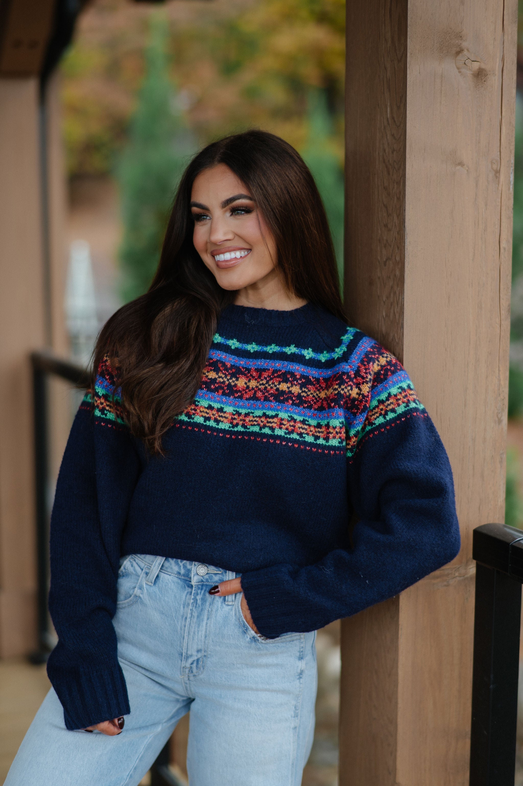 Multicolor Fair Isle Sweater-Navy