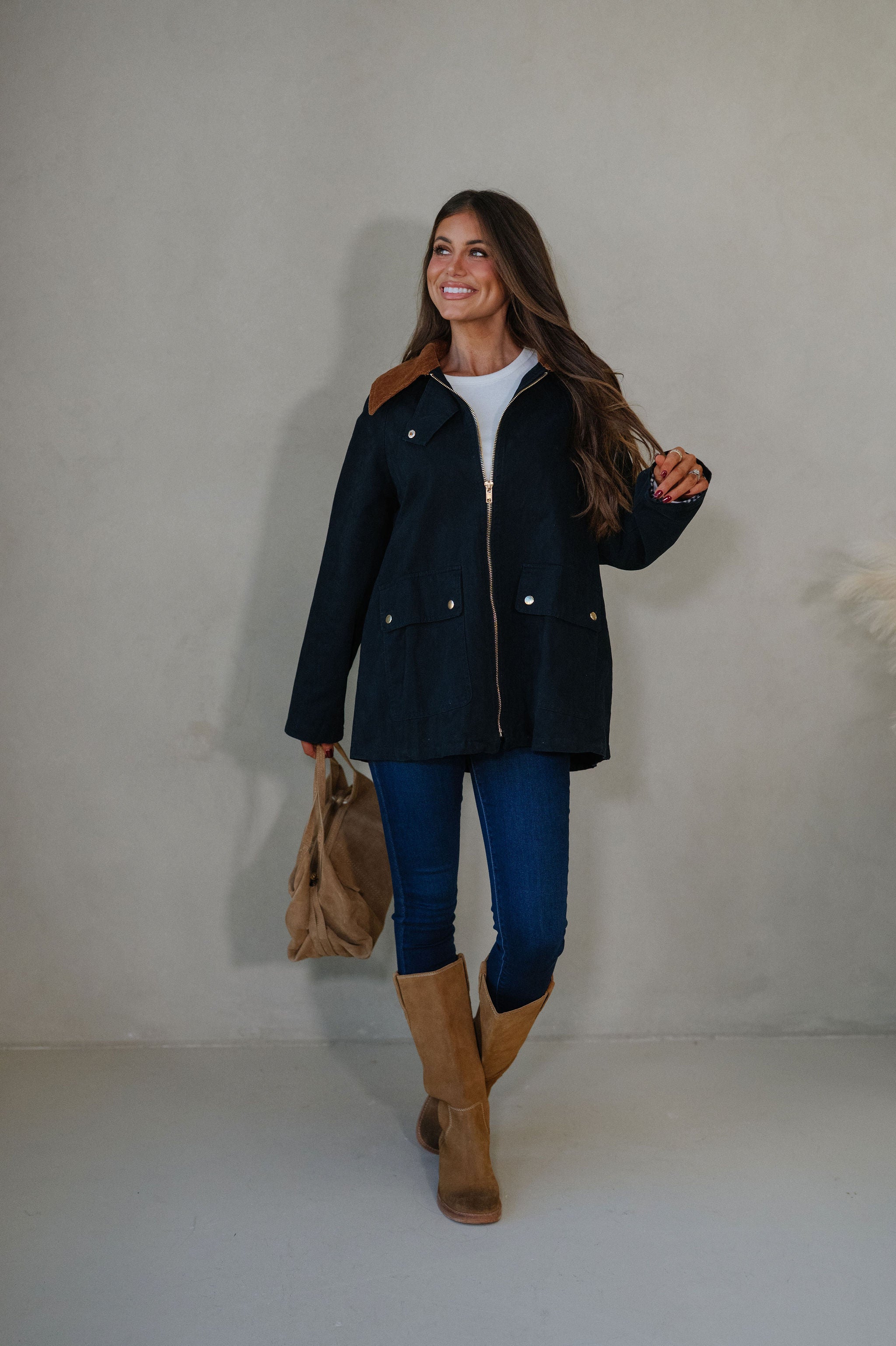 Houston Collared Jacket-Midnight