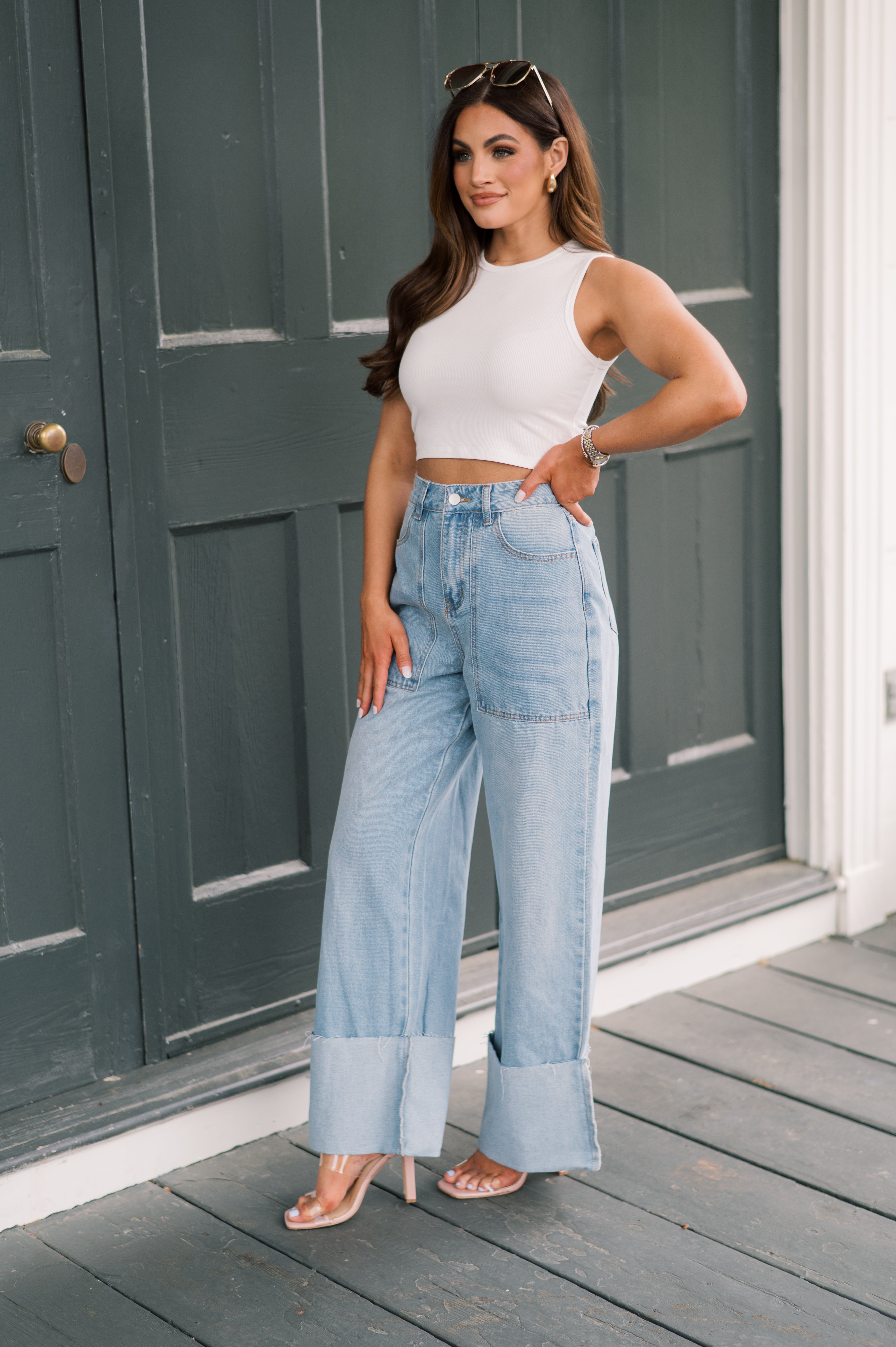 Round Neck Ribbed Crop Top- White