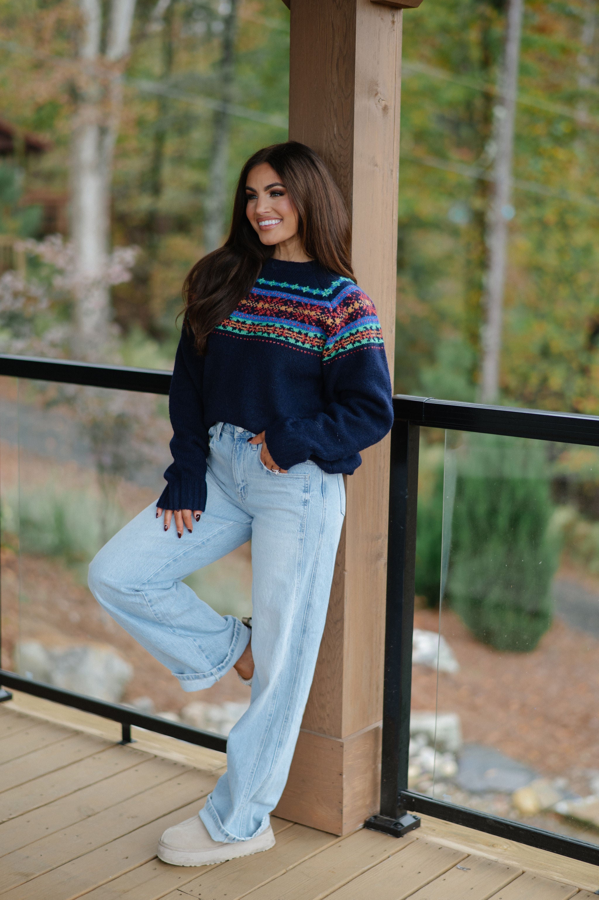 Multicolor Fair Isle Sweater-Navy