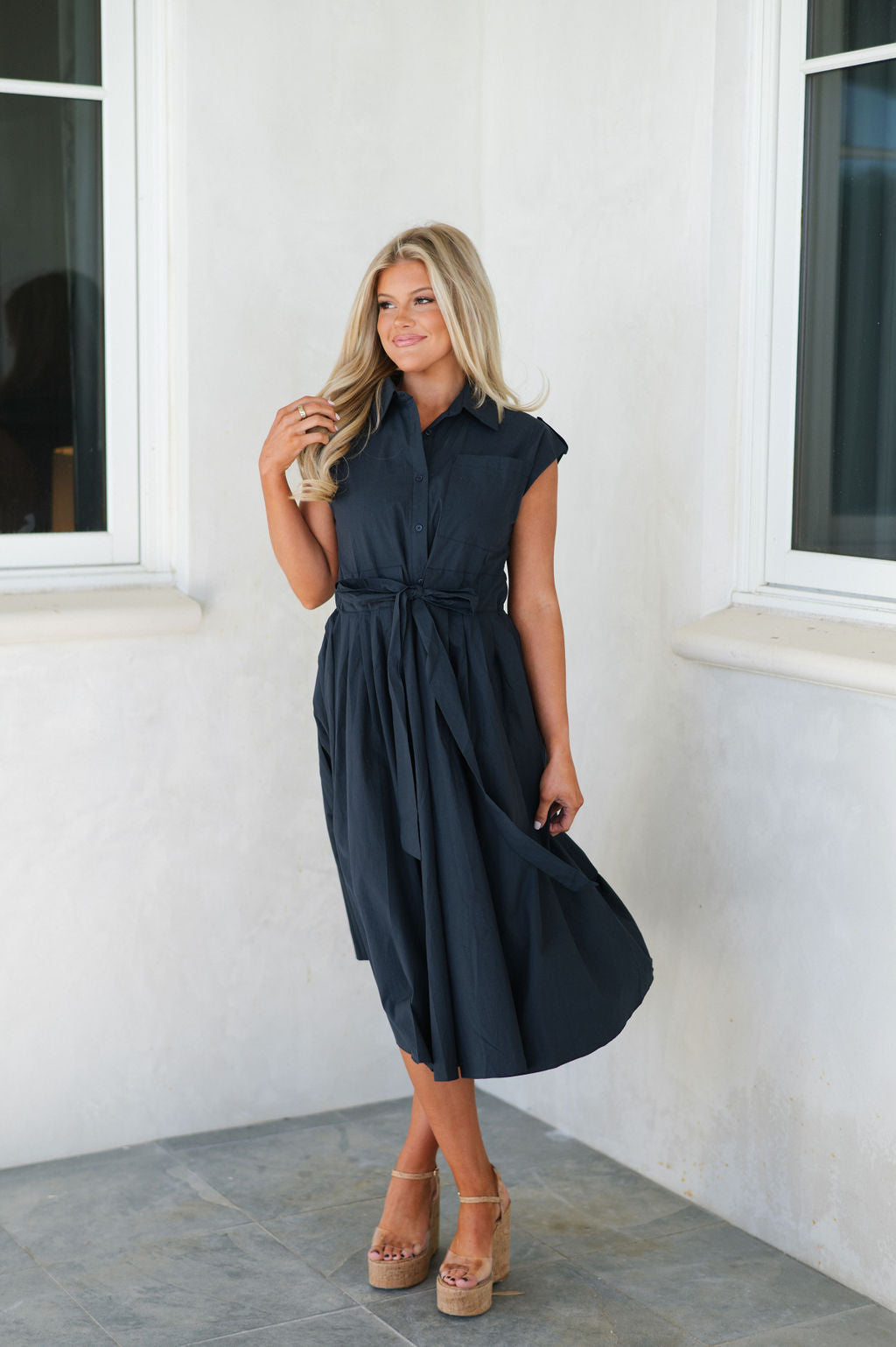 Collins Midi Dress-Navy