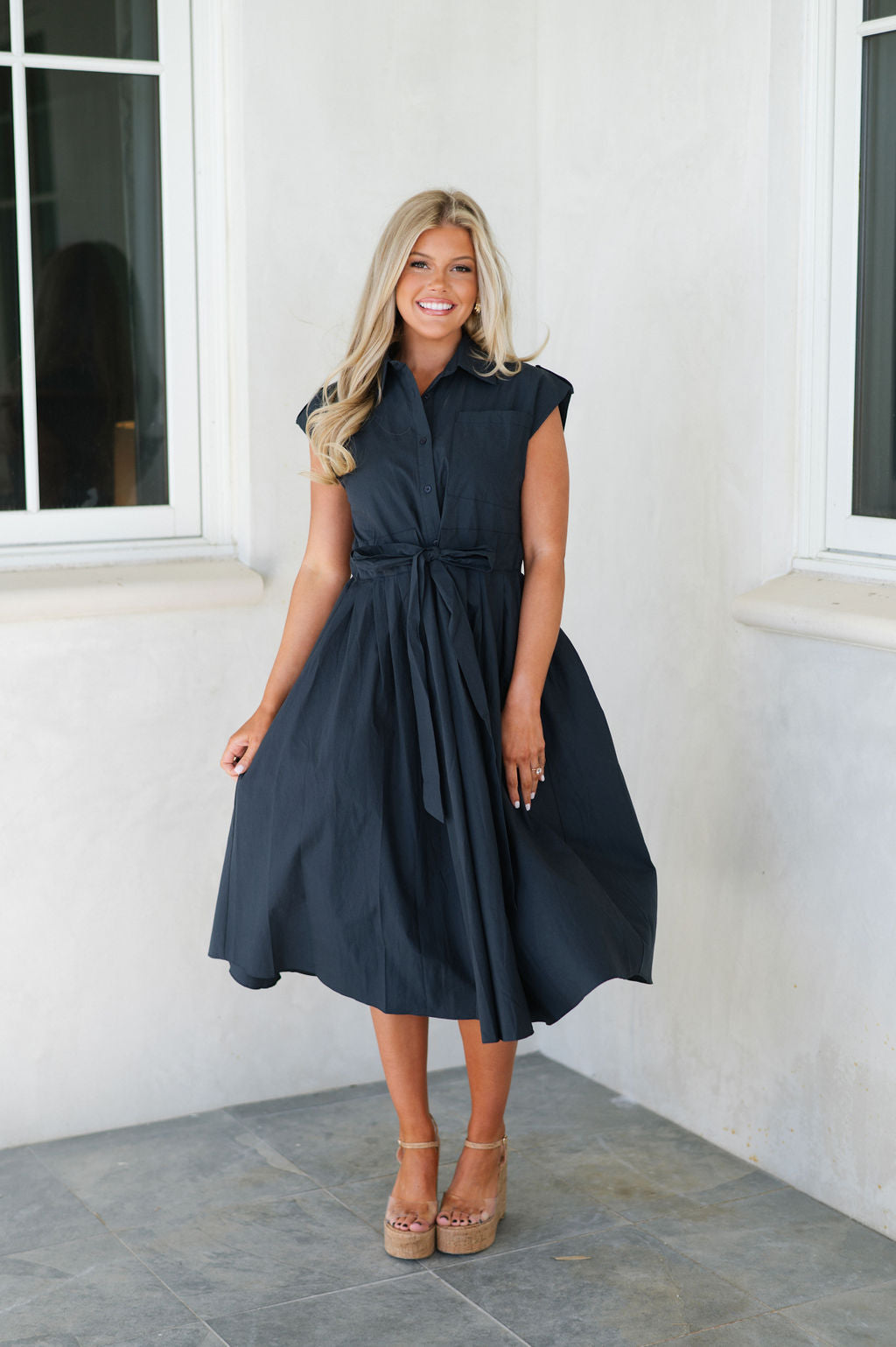 Collins Midi Dress-Navy