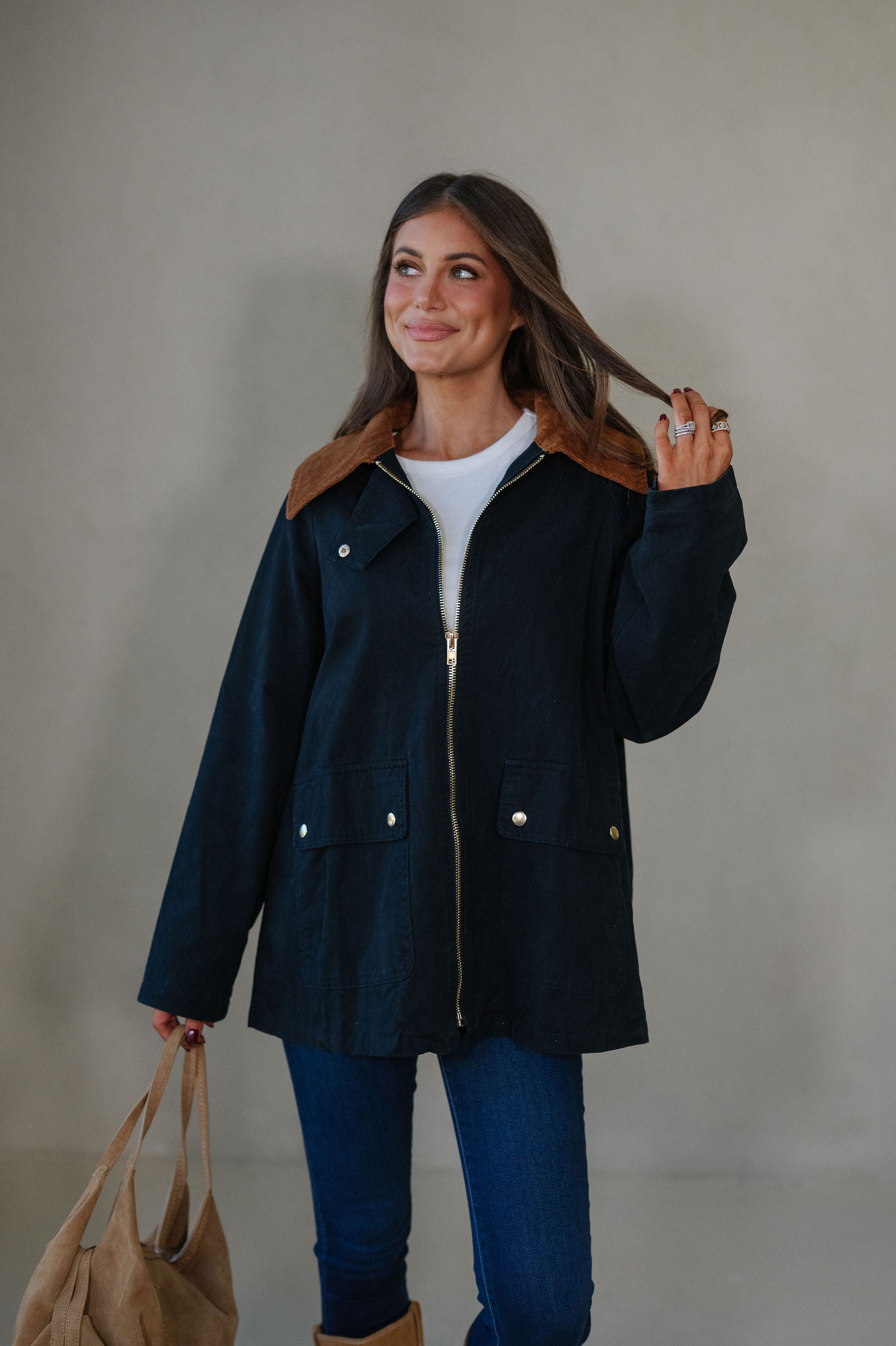 Houston Collared Jacket-Midnight