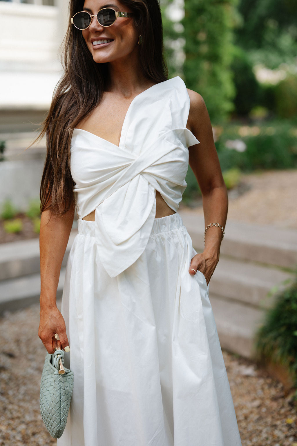 Knotted Midi Dress-Ivory