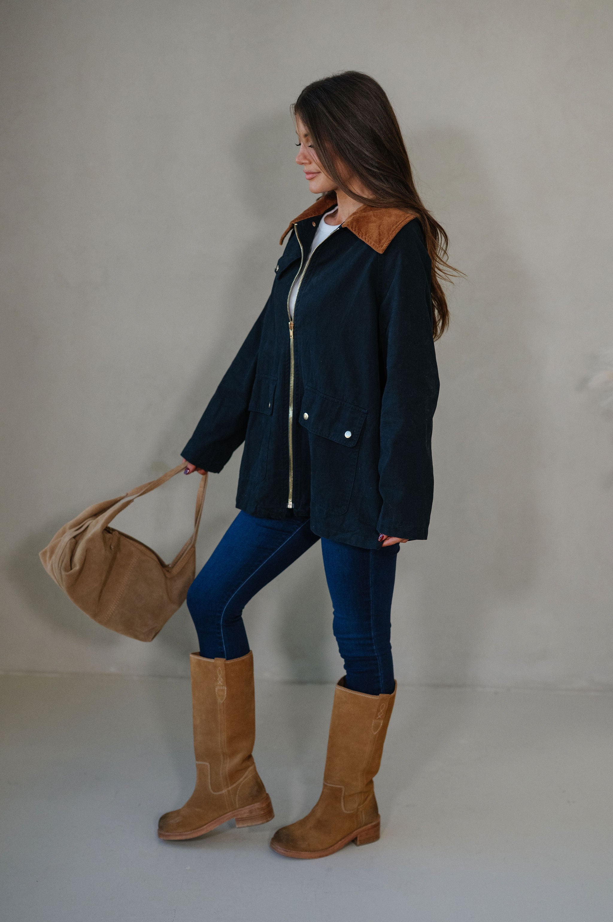 Houston Collared Jacket-Midnight