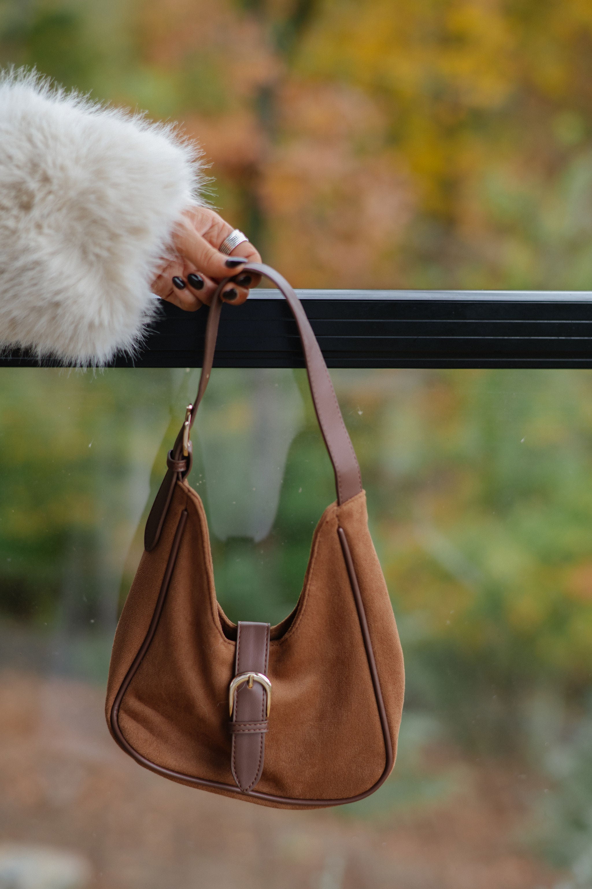 Darcy Suede Handbag-Light Brown