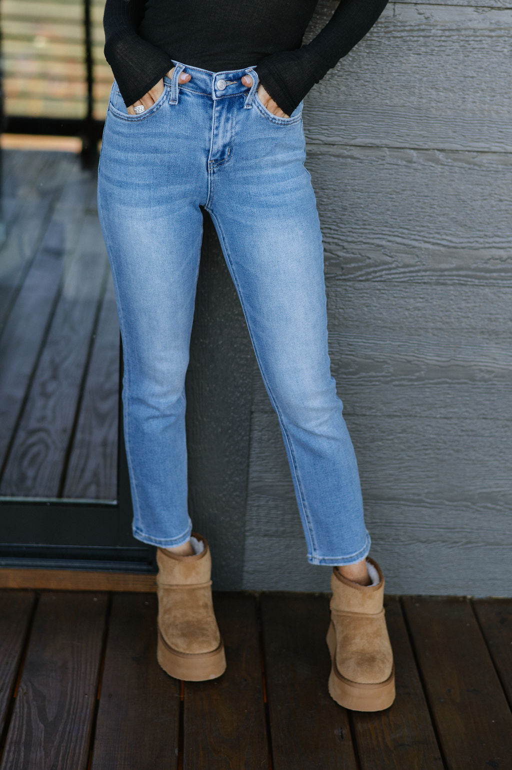 Kate Mid Rise Straight Leg Jeans