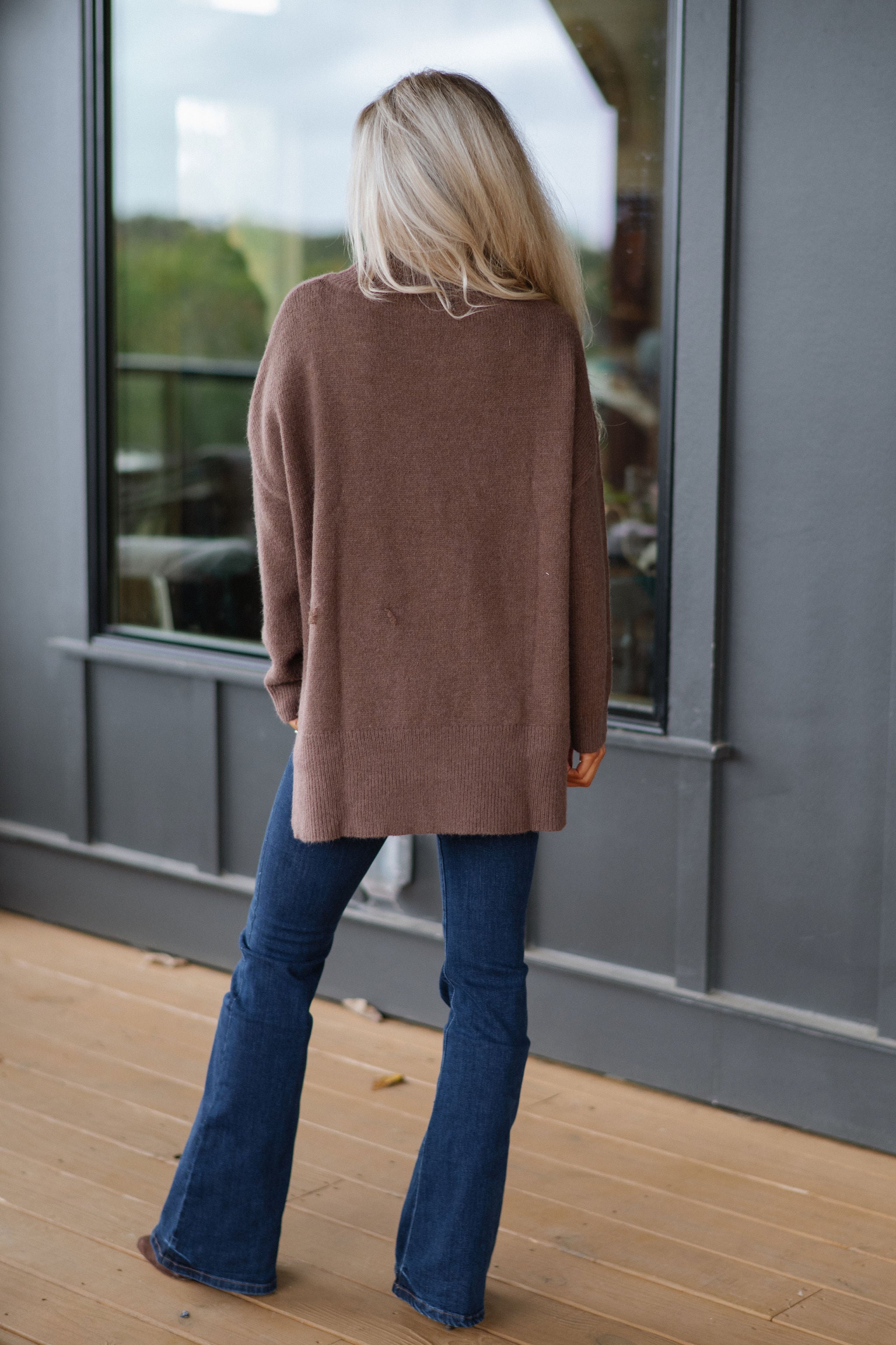 Warren Mock Neck Sweater-Choco Brown