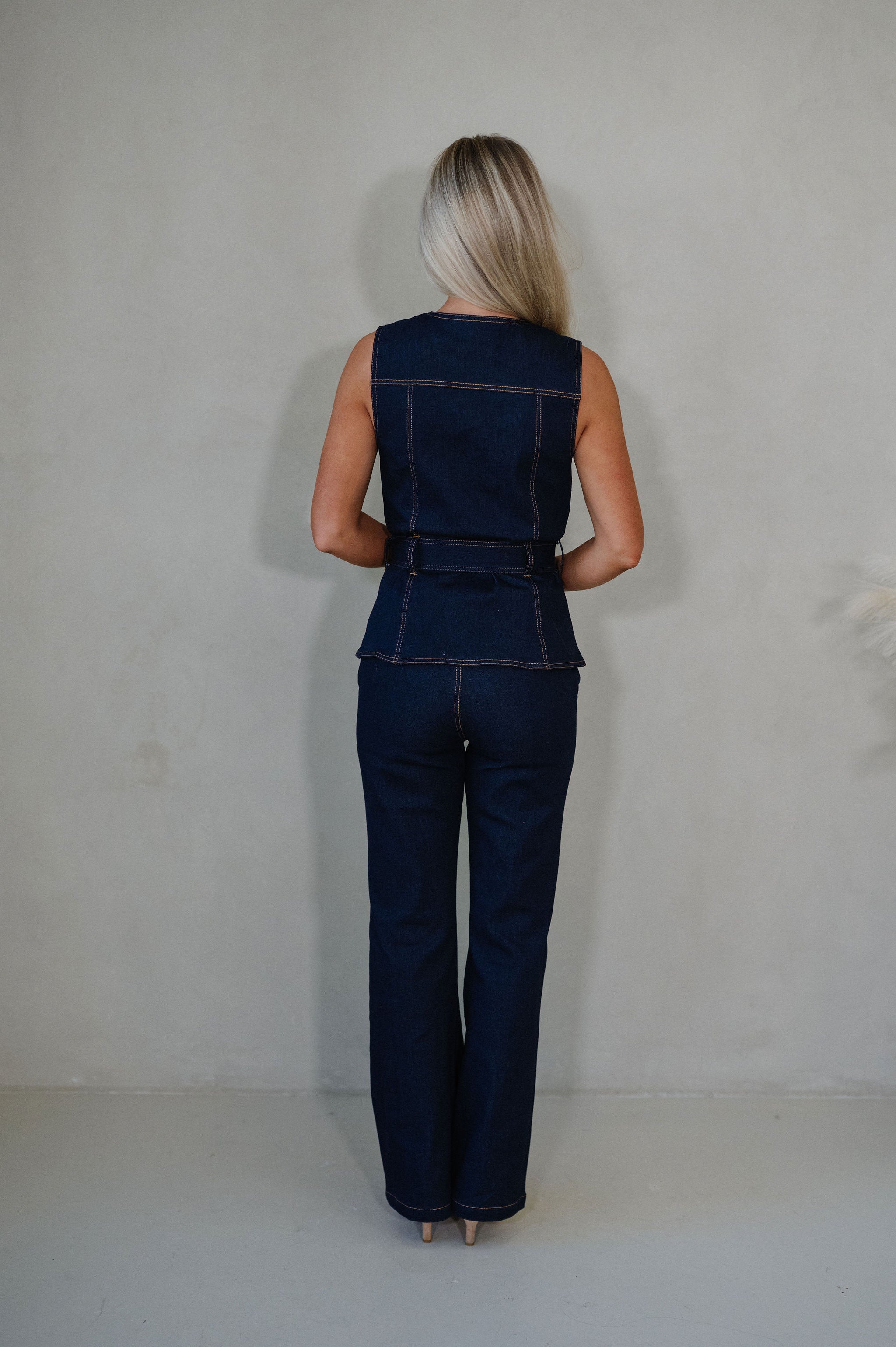 Scarlett Denim Pants Set-Indigo Blue