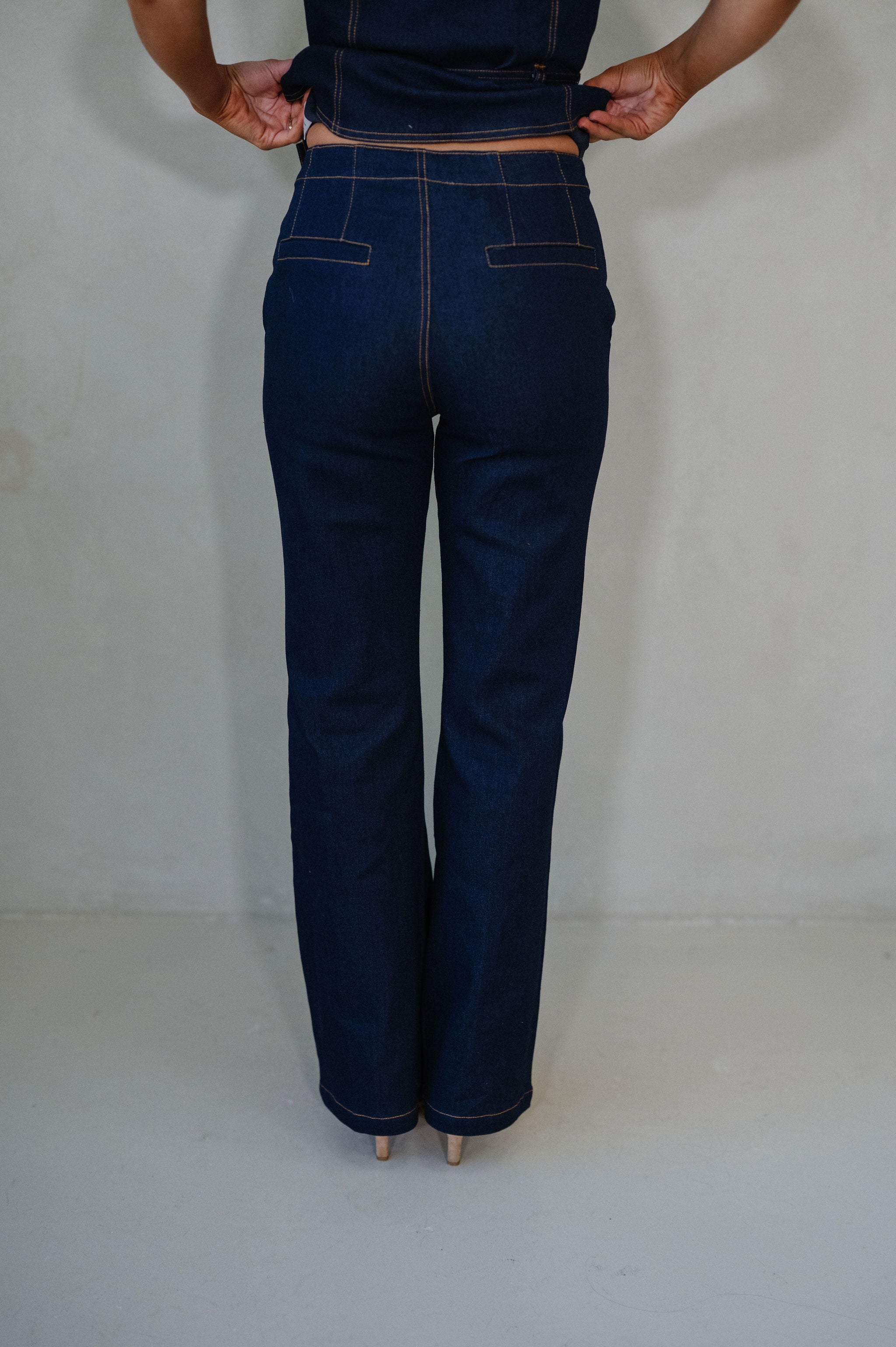 Scarlett Denim Pants Set-Indigo Blue