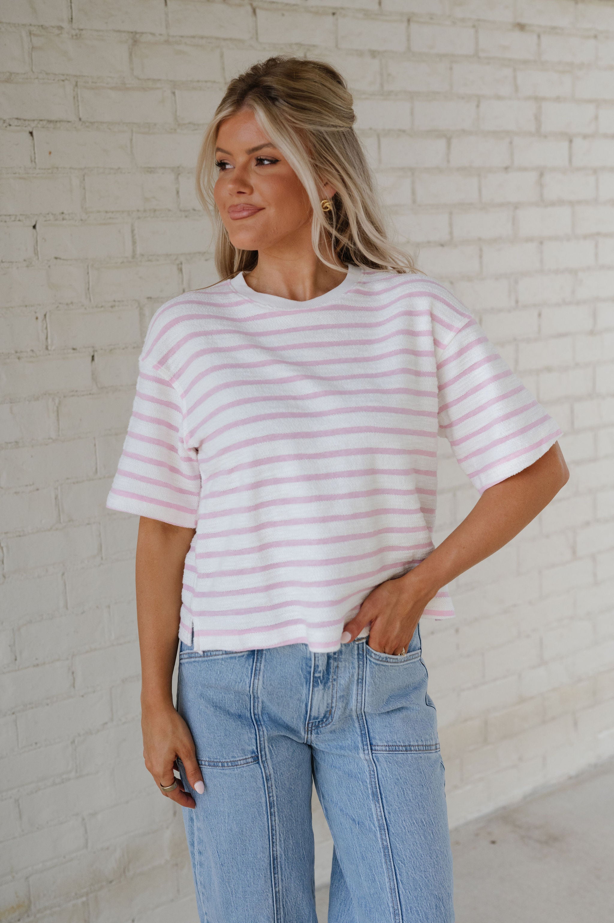 Griffin Striped Top- Lilac Pink