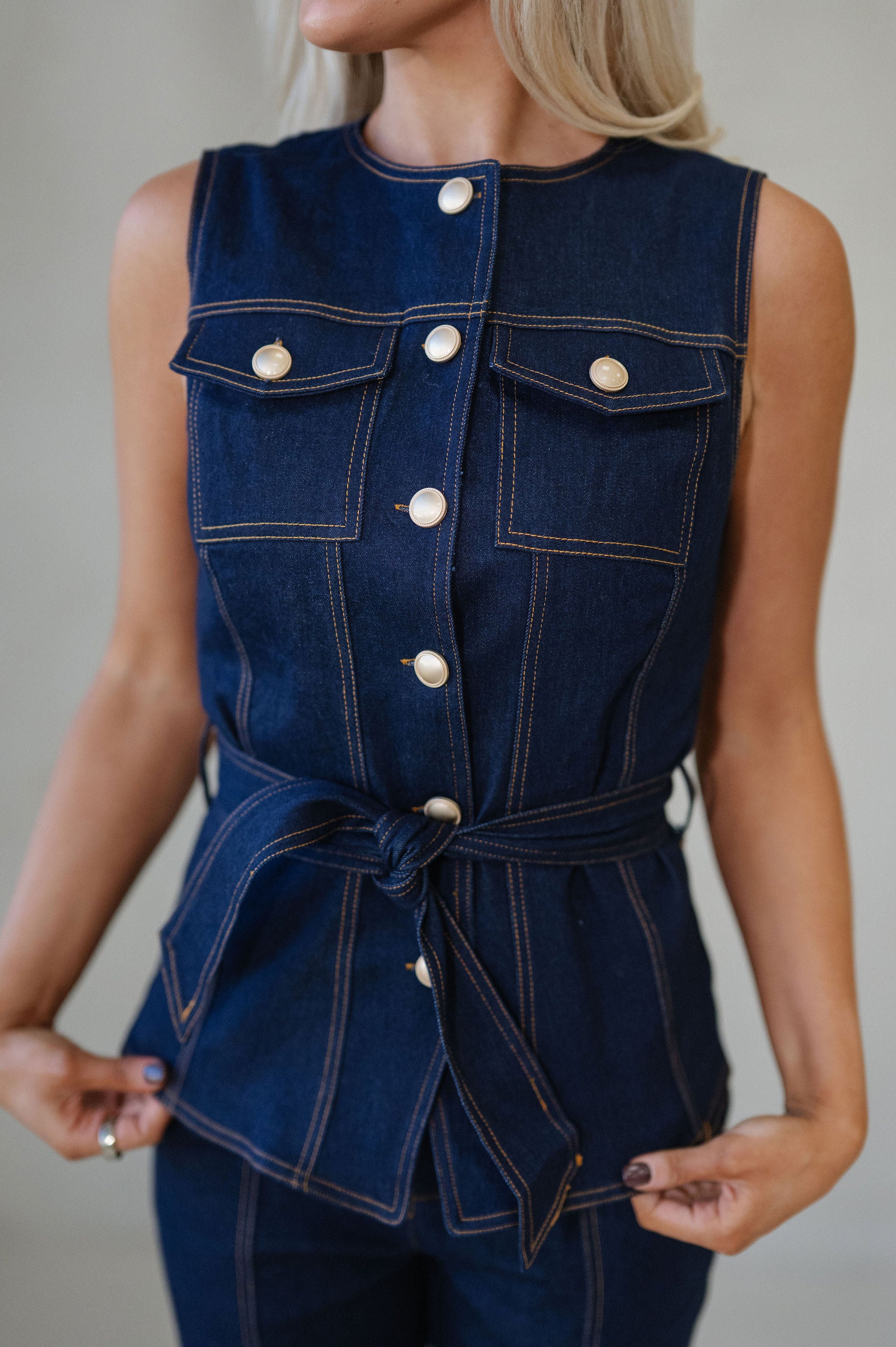 Scarlett Denim Pants Set-Indigo Blue