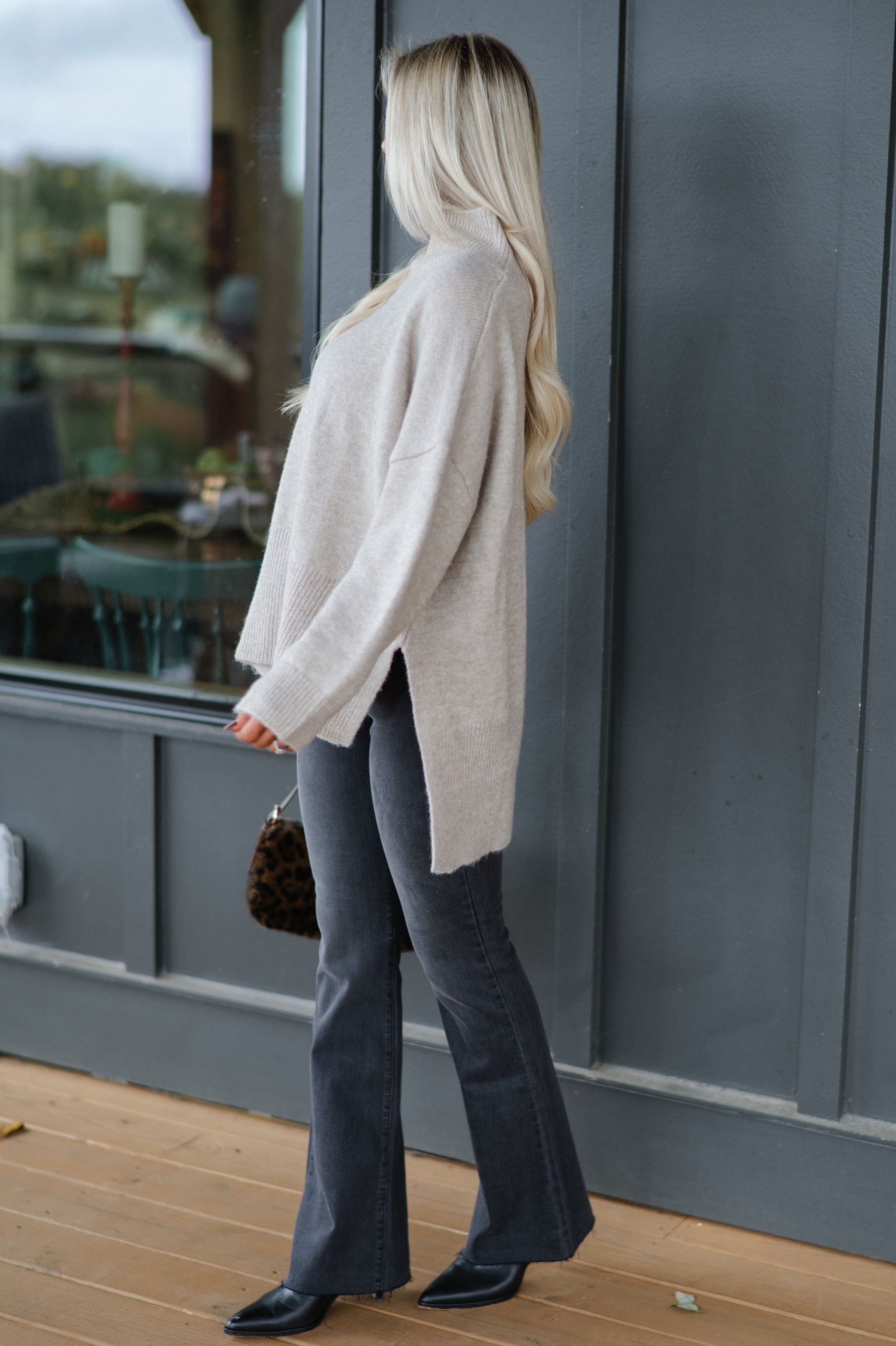 Josie Turtleneck Sweater-Taupe