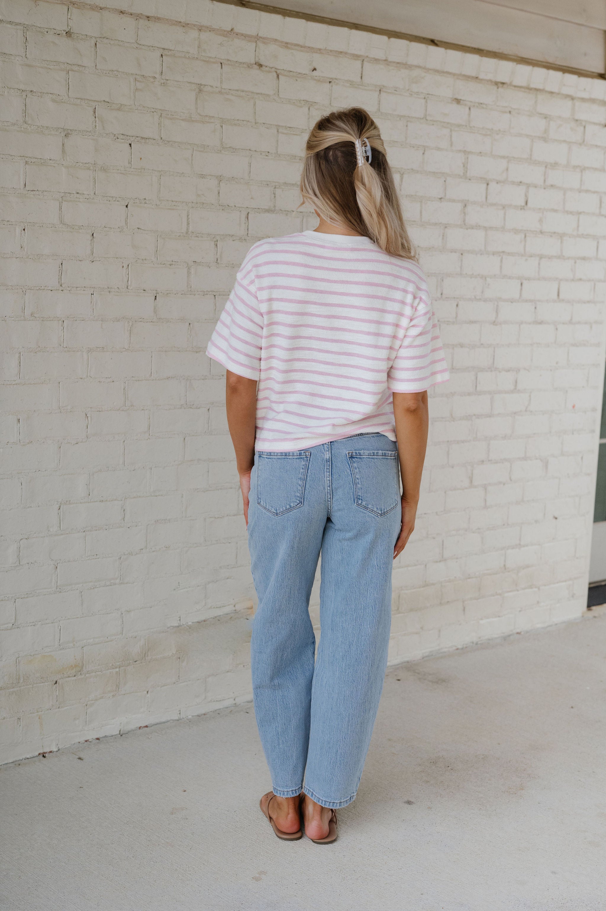 Griffin Striped Top- Lilac Pink
