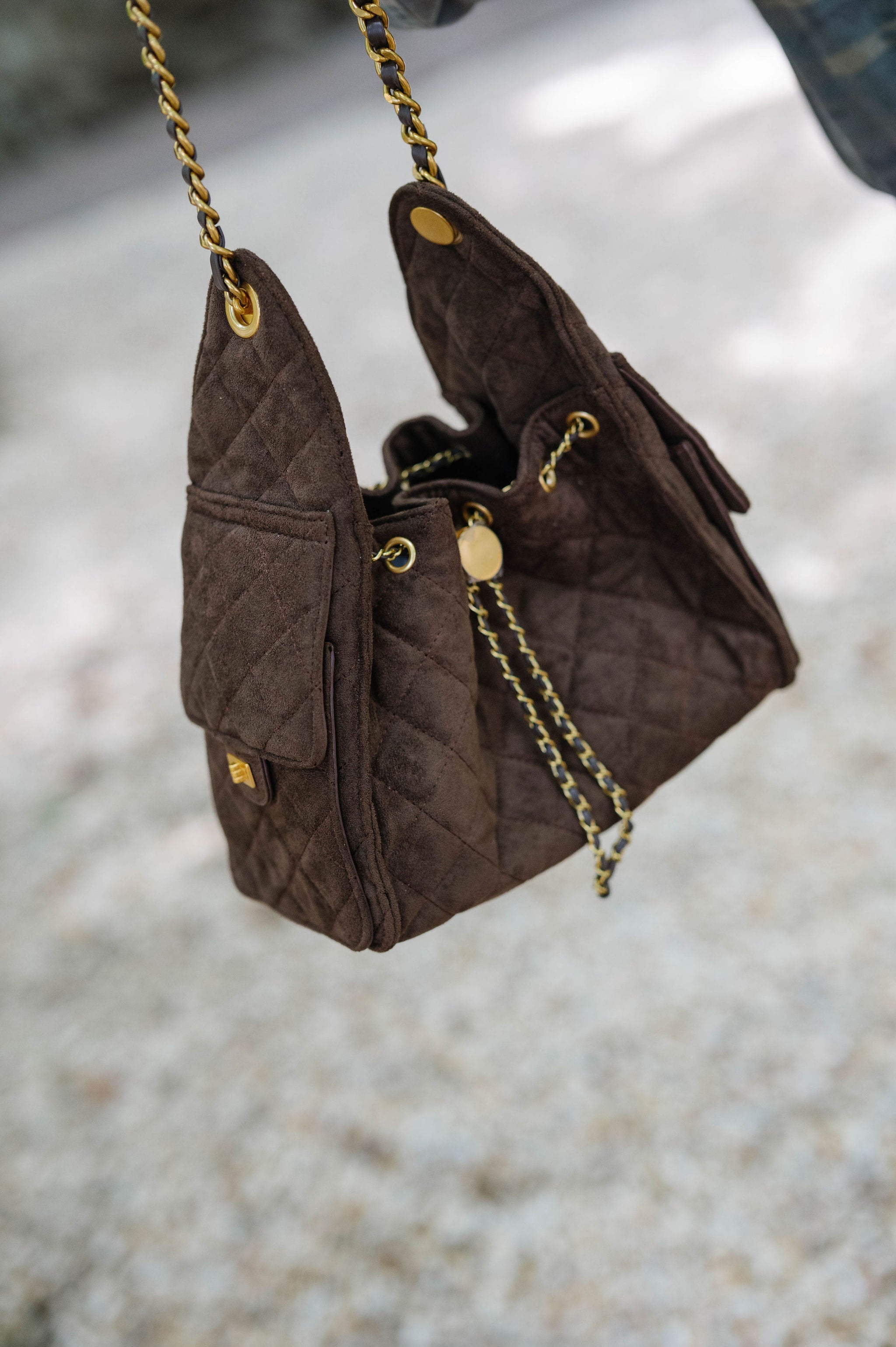 Amelie Suede Bag- Chocolate
