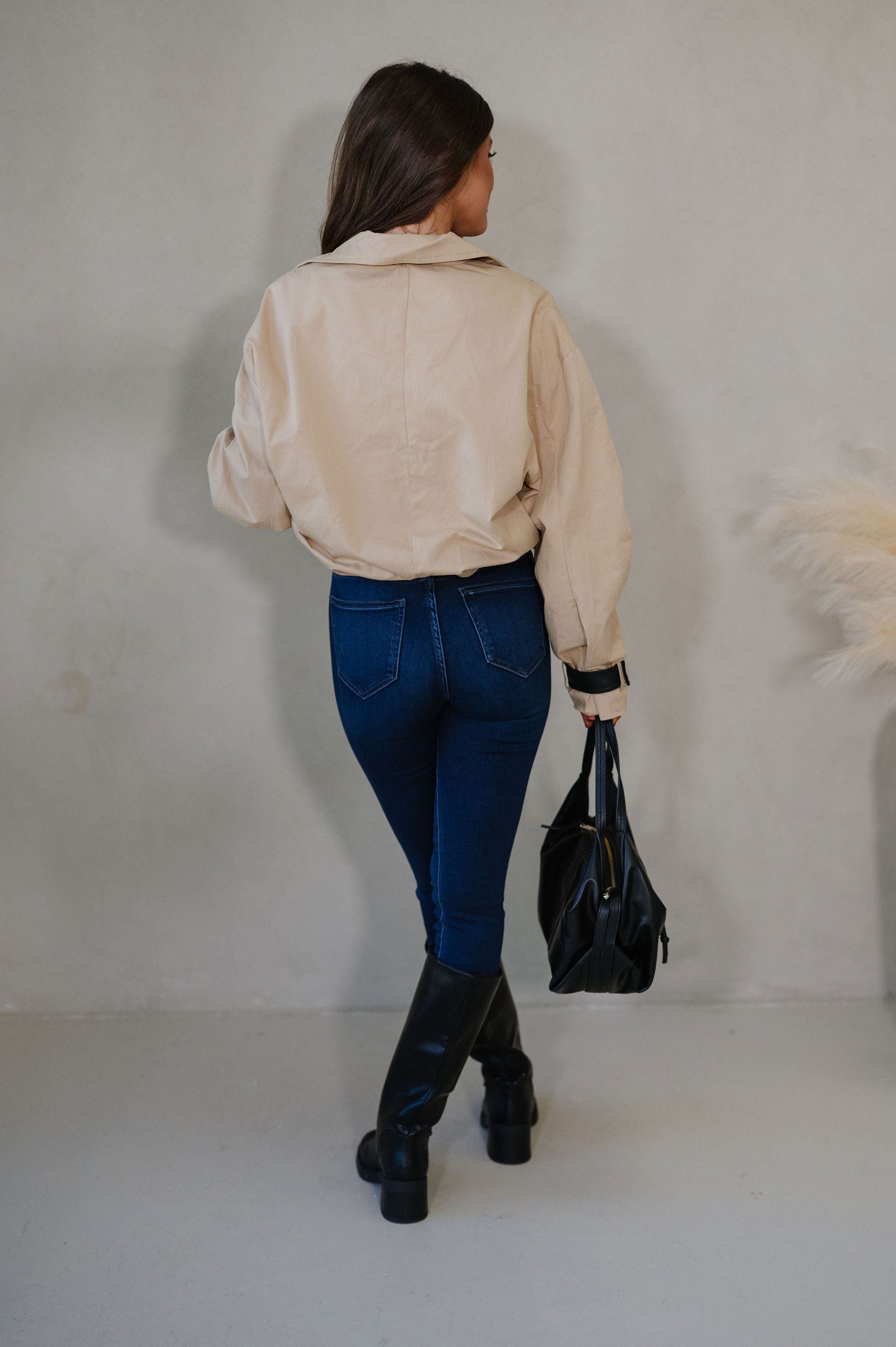 Contrasted Twill Jacket-Sand