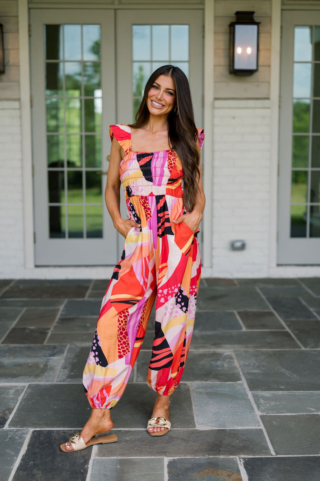 Abstract Embellished Jumpsuit-Multi