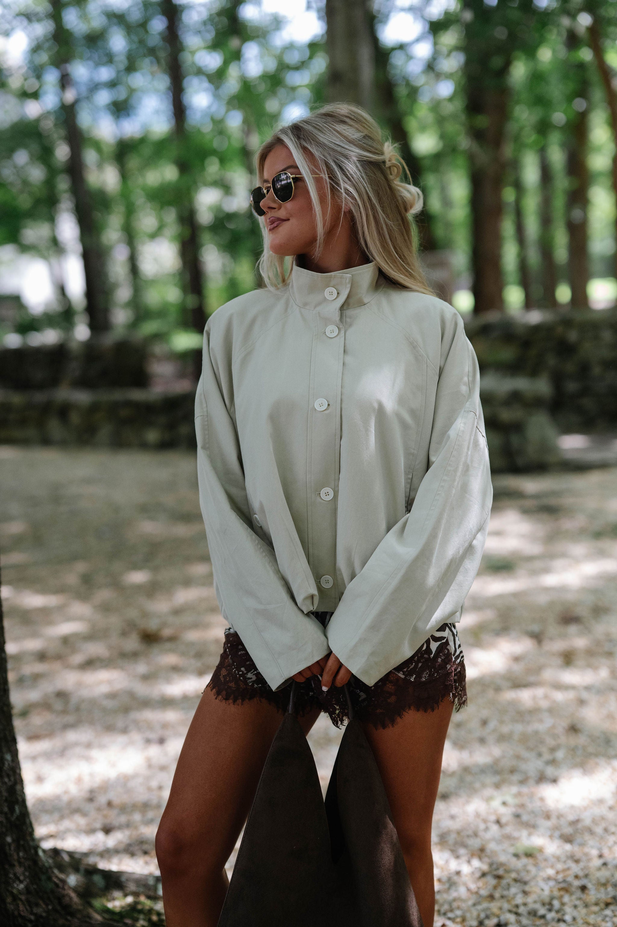 Jansen Collar Button Jacket-Light Beige