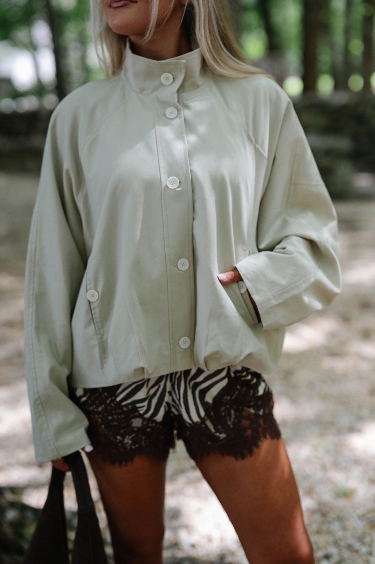Jansen Collar Button Jacket-Light Beige