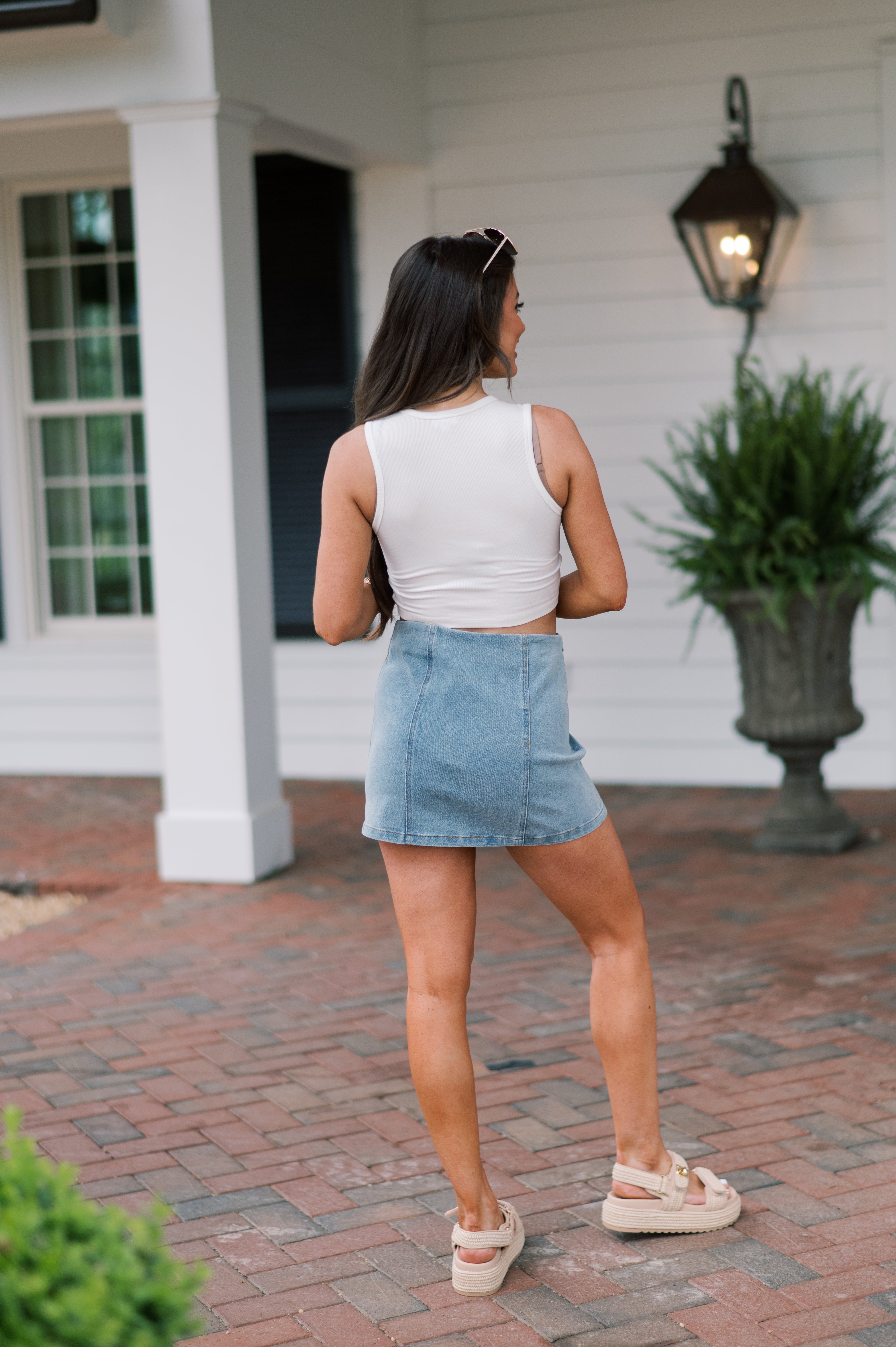 Ryan Wrapped Denim Skirt- Light Blue