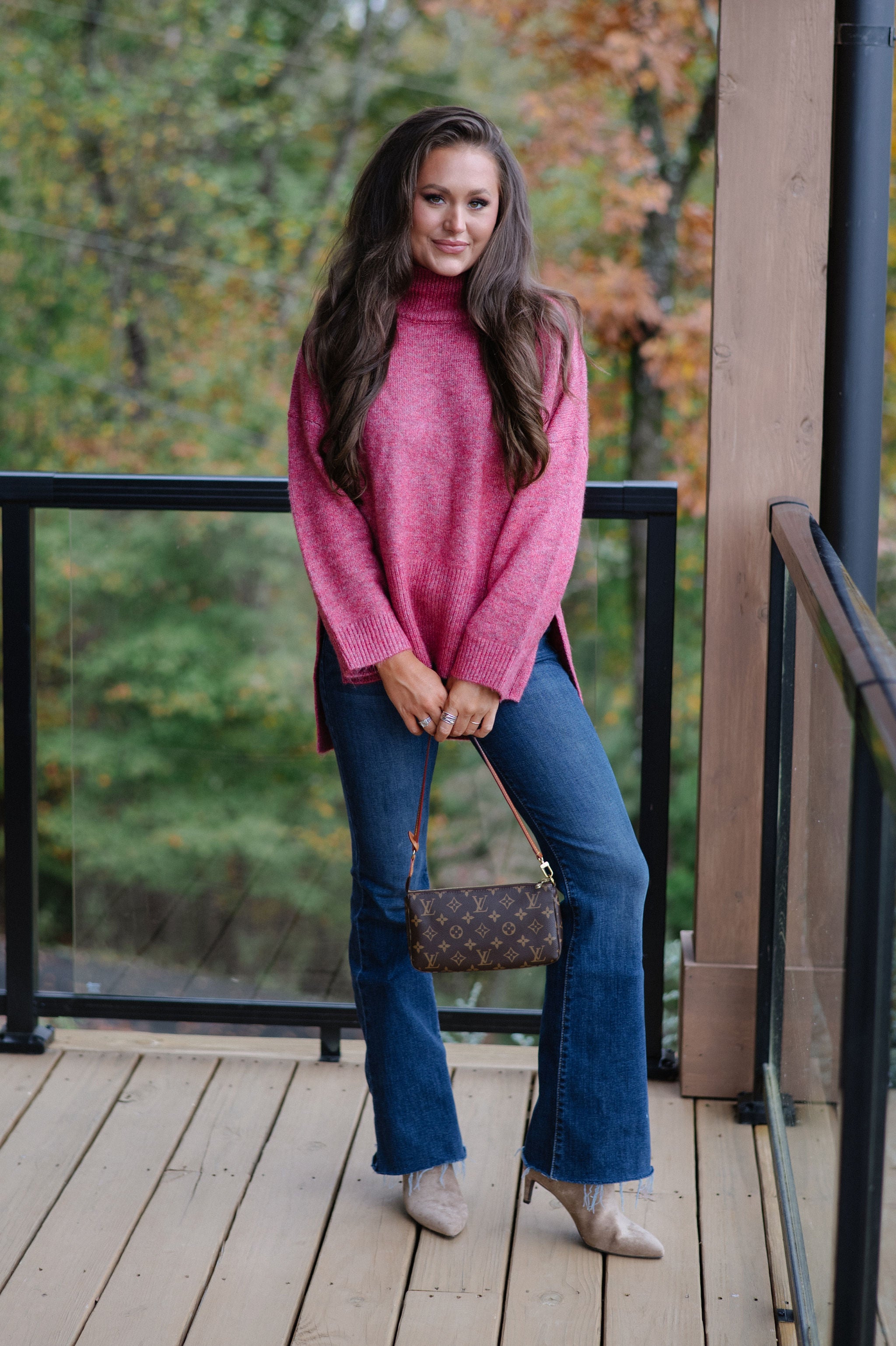 Josie Turtleneck Sweater-Burnt Red