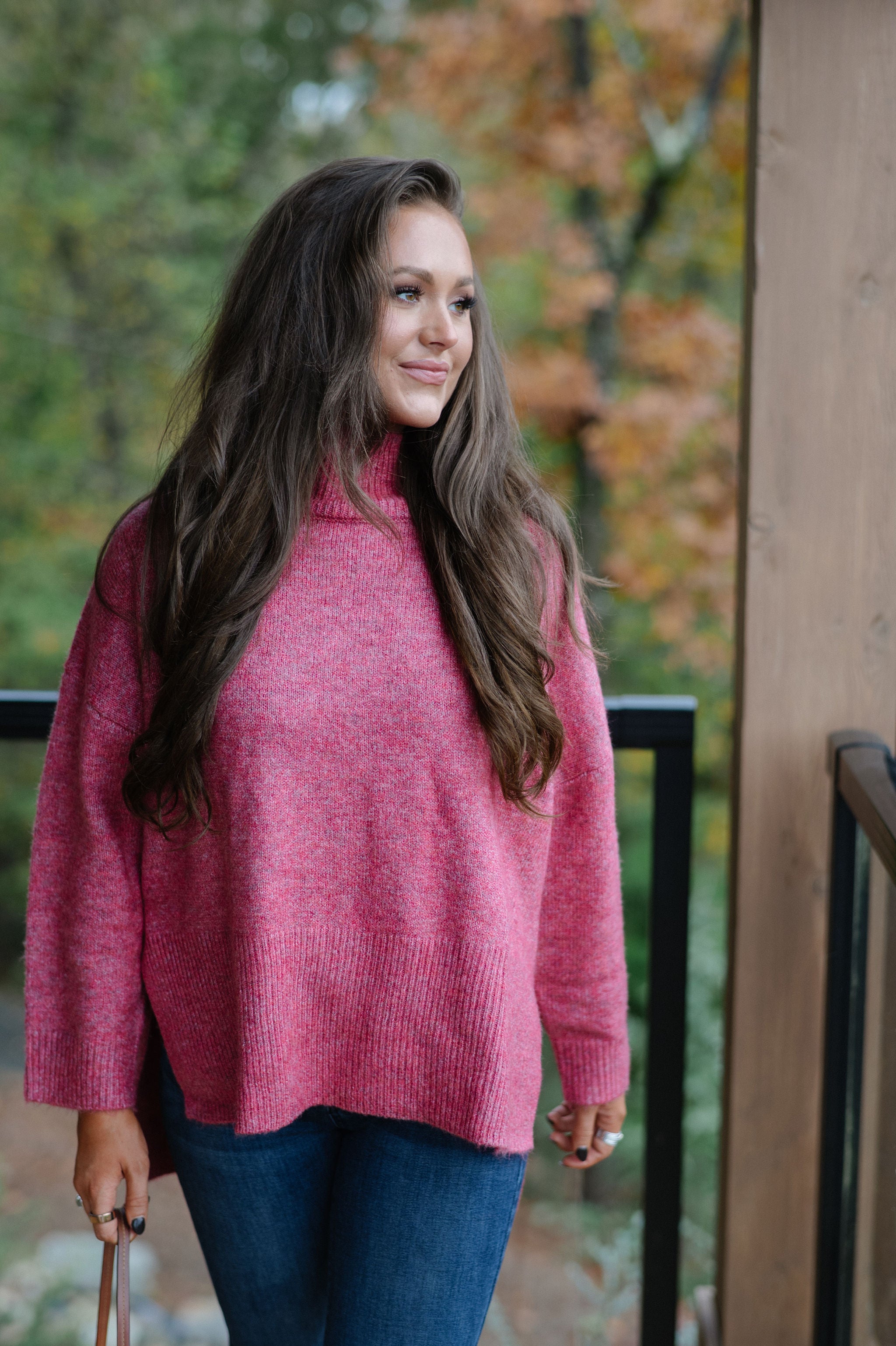 Josie Turtleneck Sweater-Burnt Red