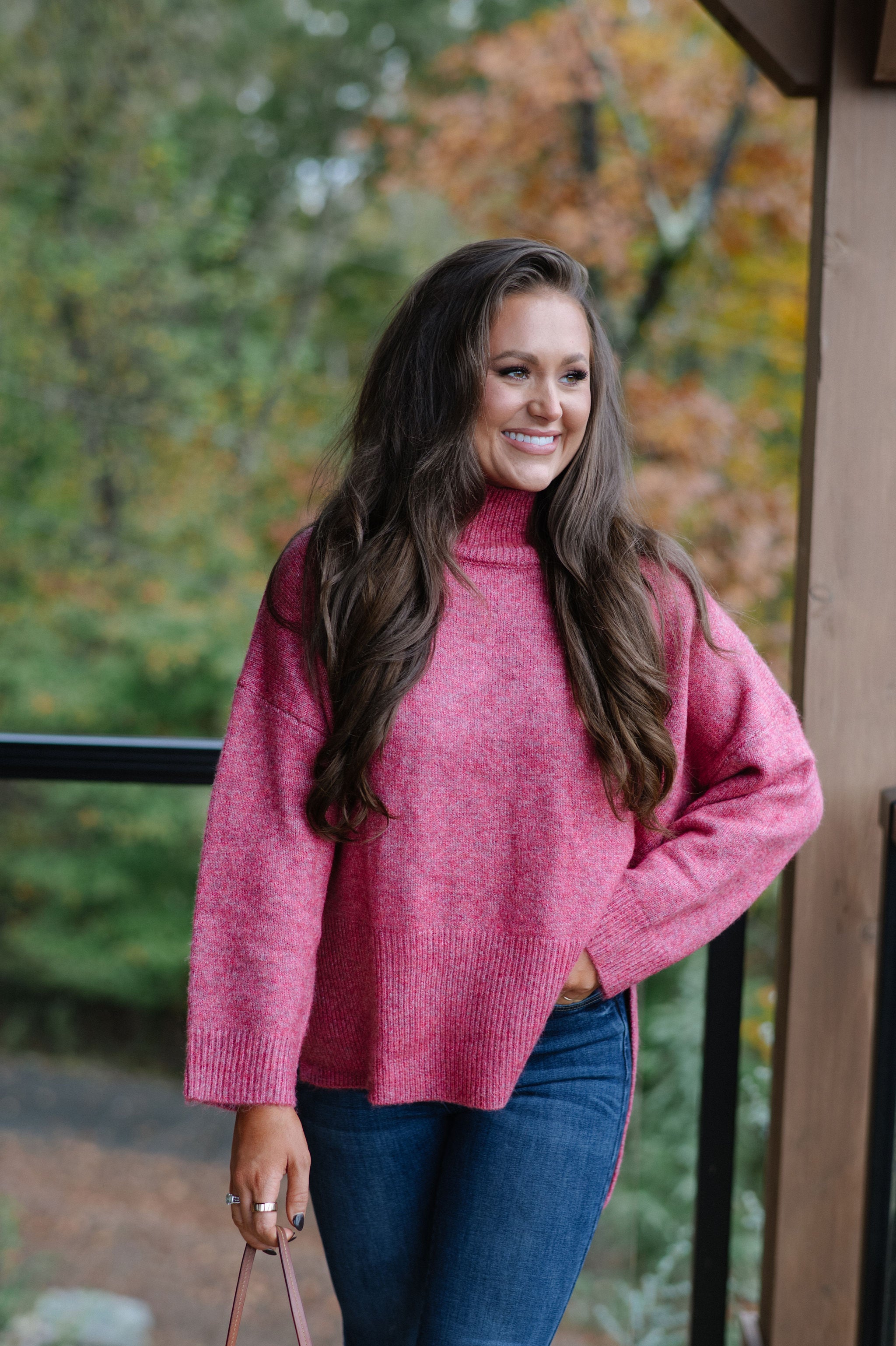 Josie Turtleneck Sweater-Burnt Red