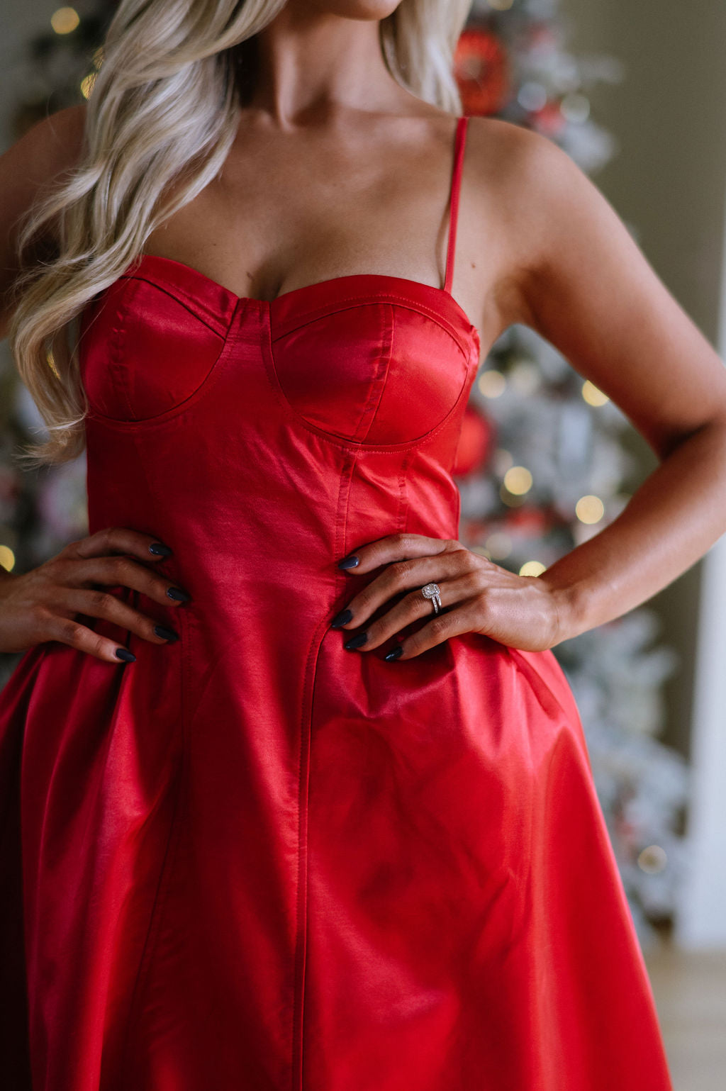 Jingle Bell Midi Dress-Red