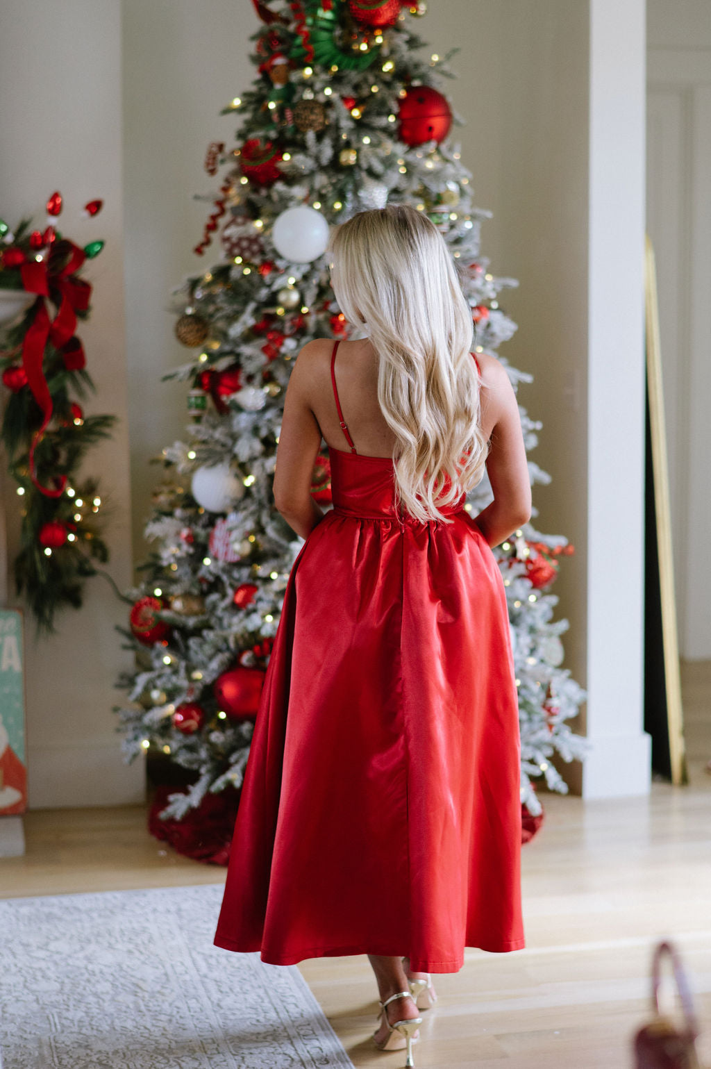 Jingle Bell Midi Dress-Red