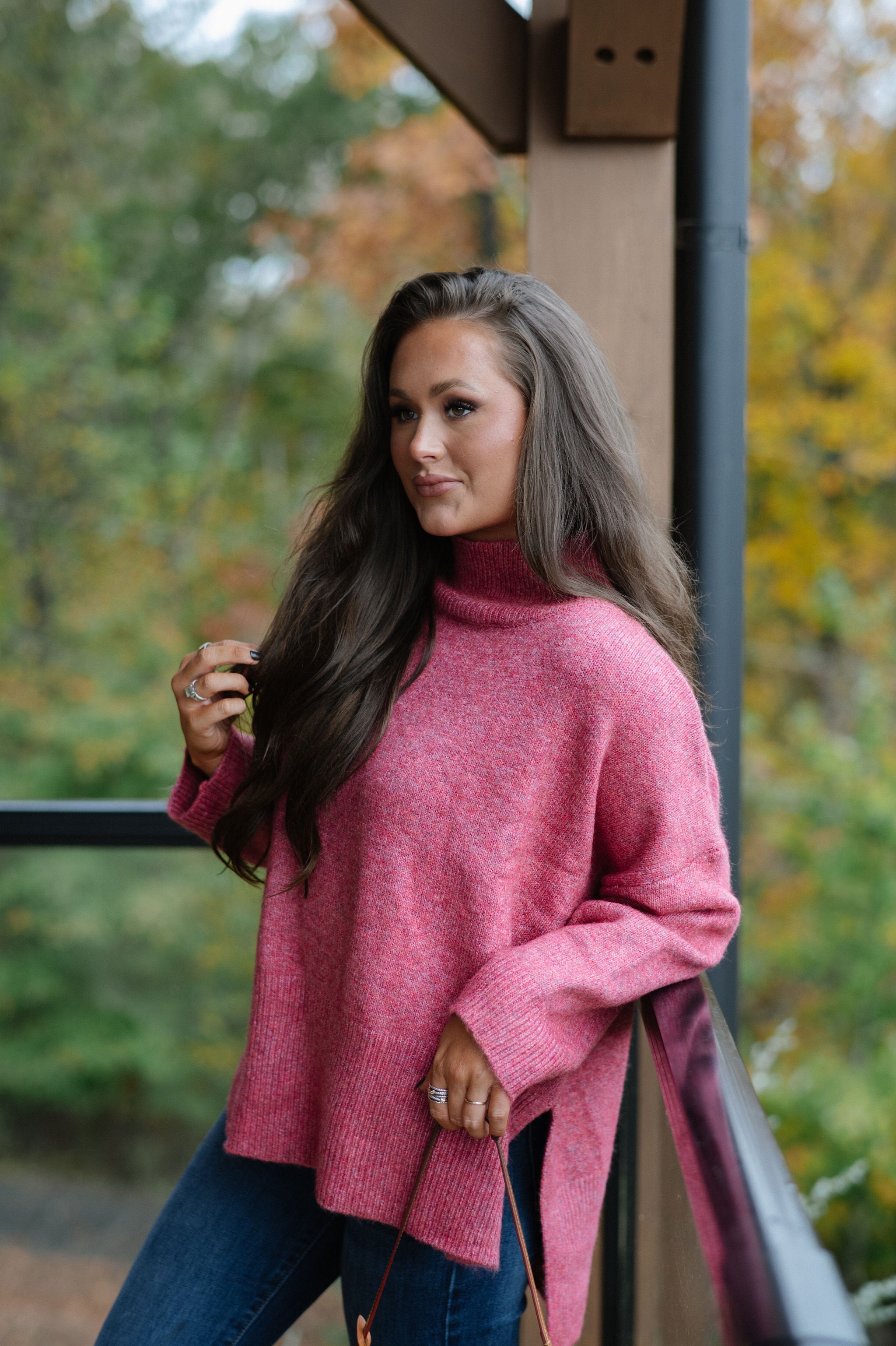 Josie Turtleneck Sweater-Burnt Red