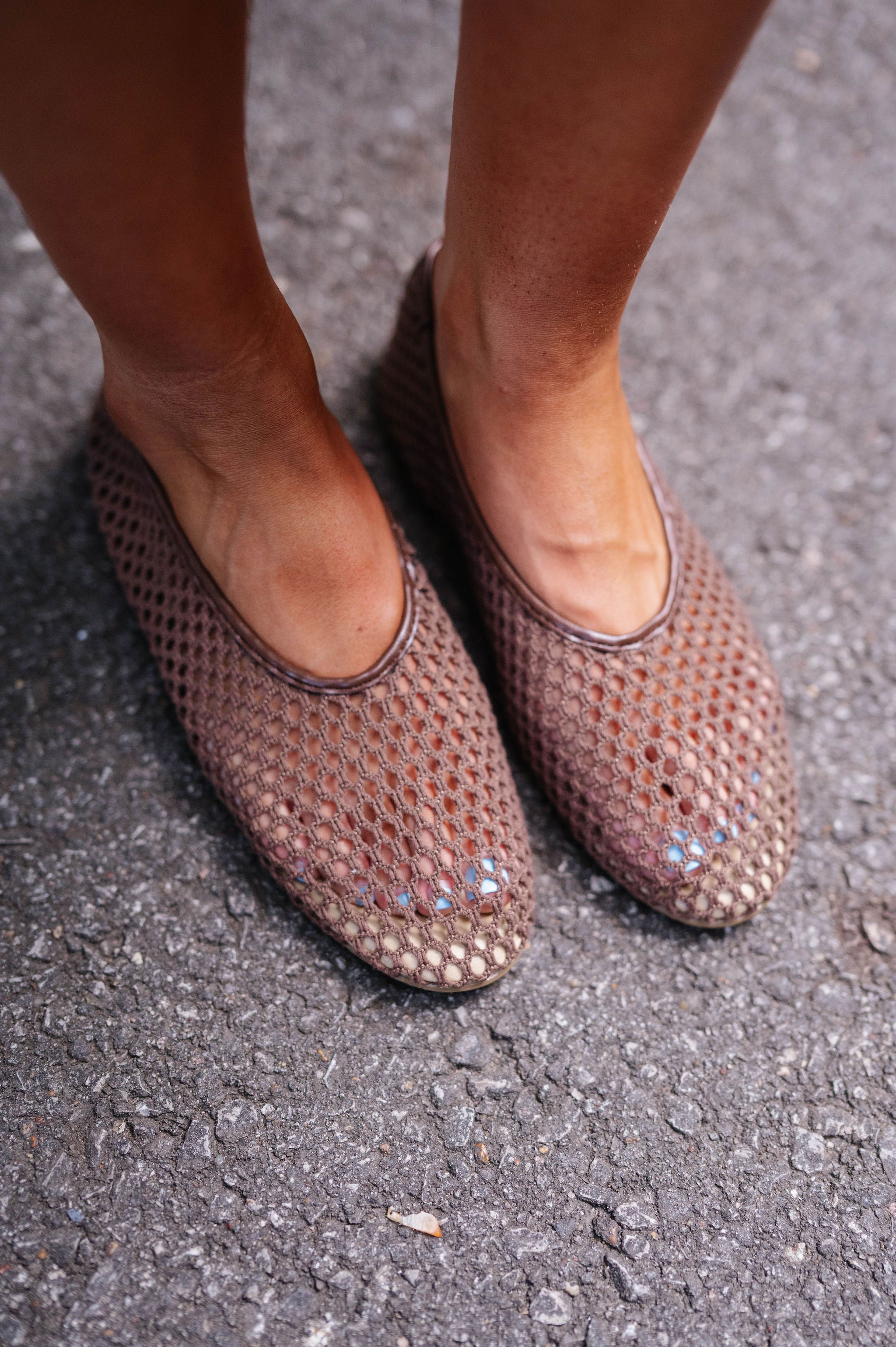 Marta Mesh Flats-Chocolate