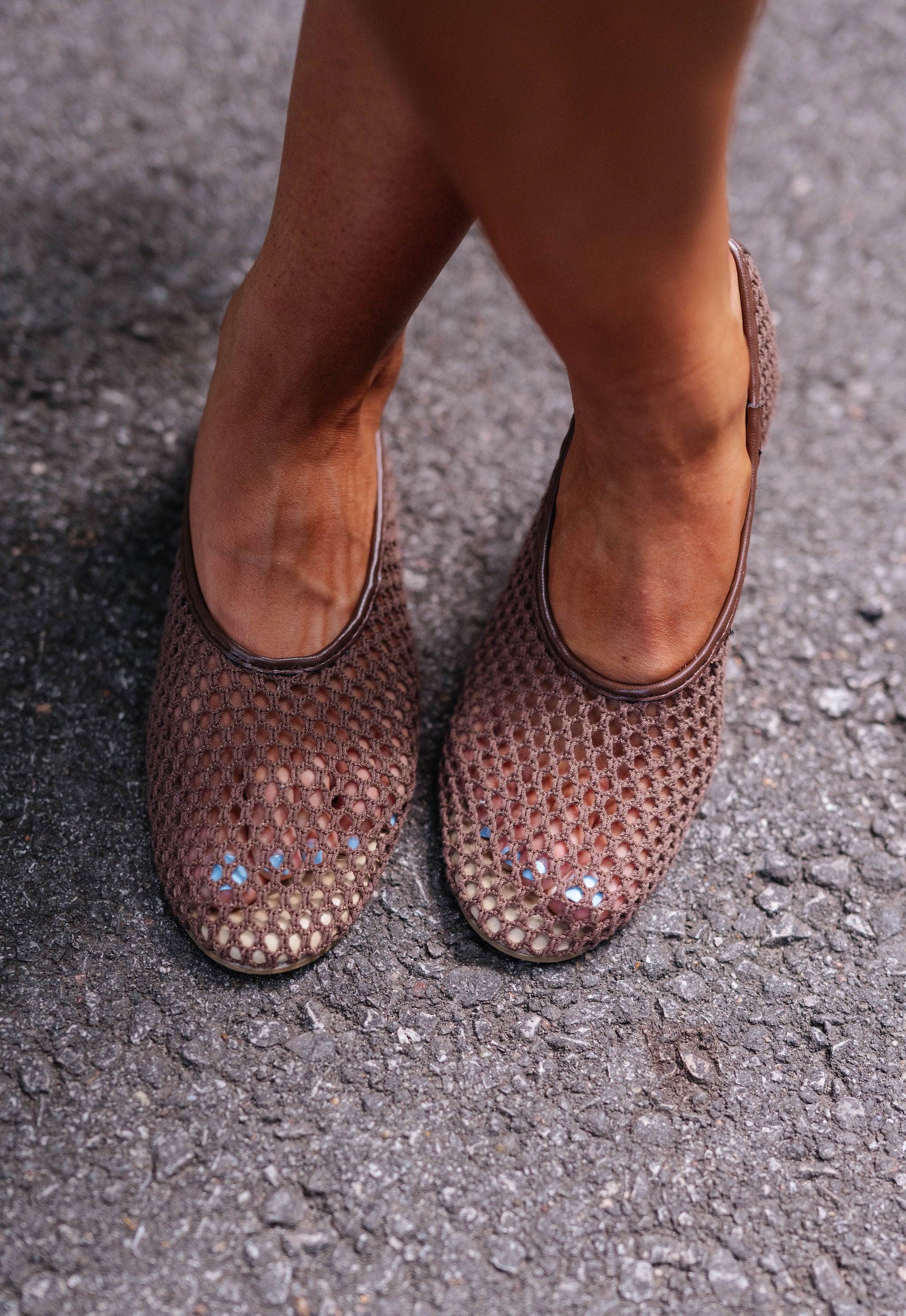 Marta Mesh Flats-Chocolate