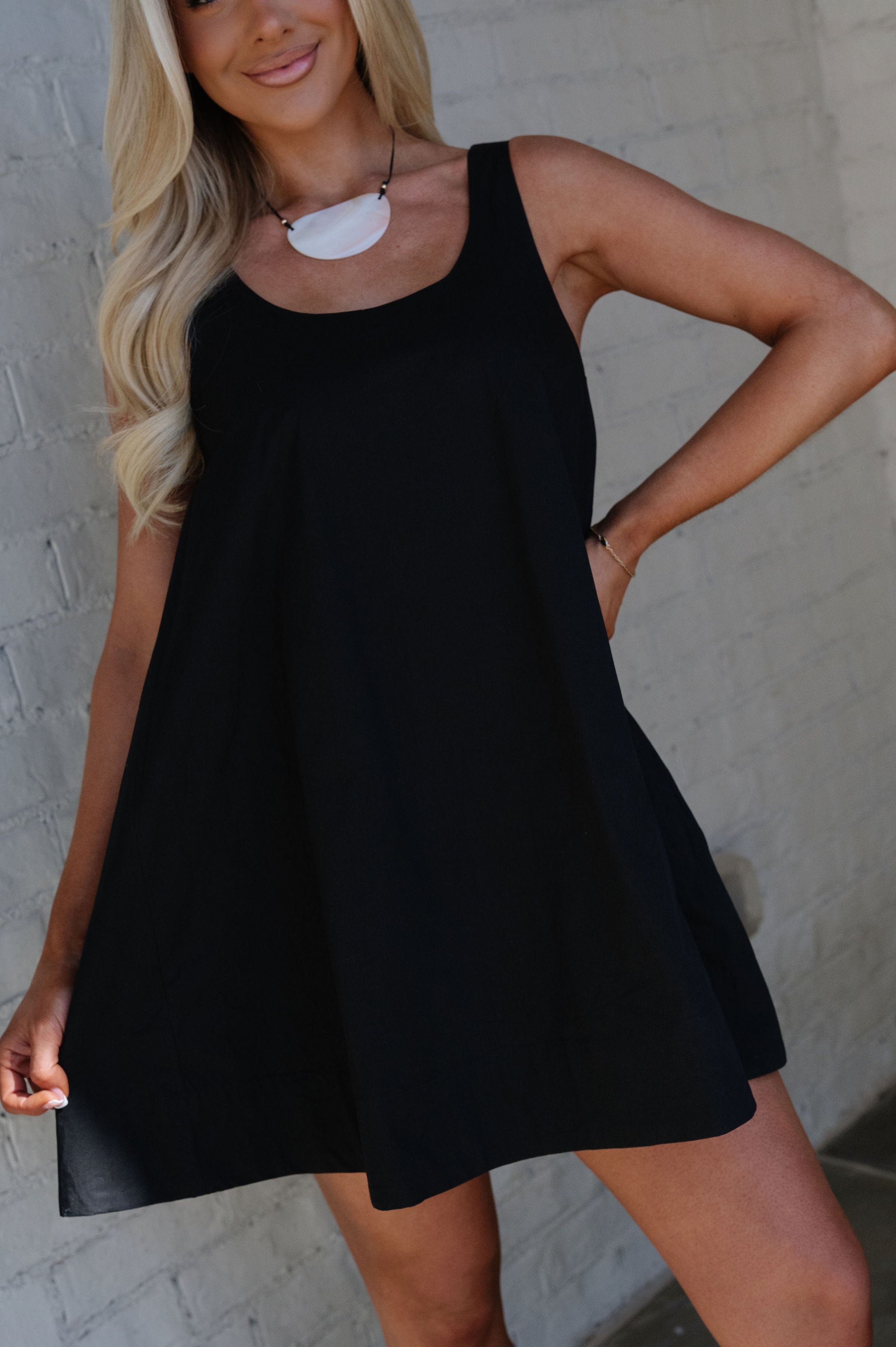 Ariel Swing Mini Dress-Black