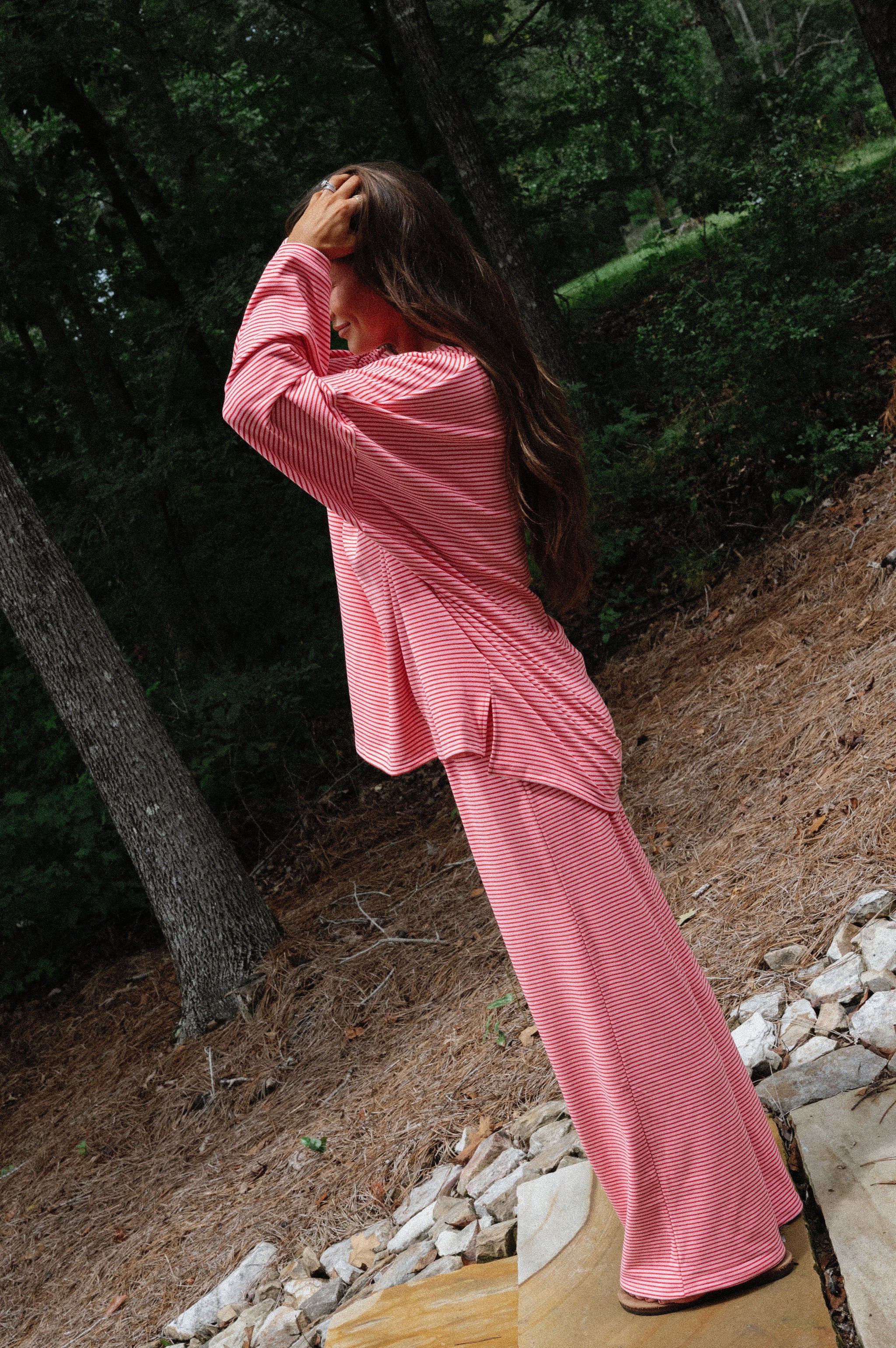 Nelly Striped Pants-Pink