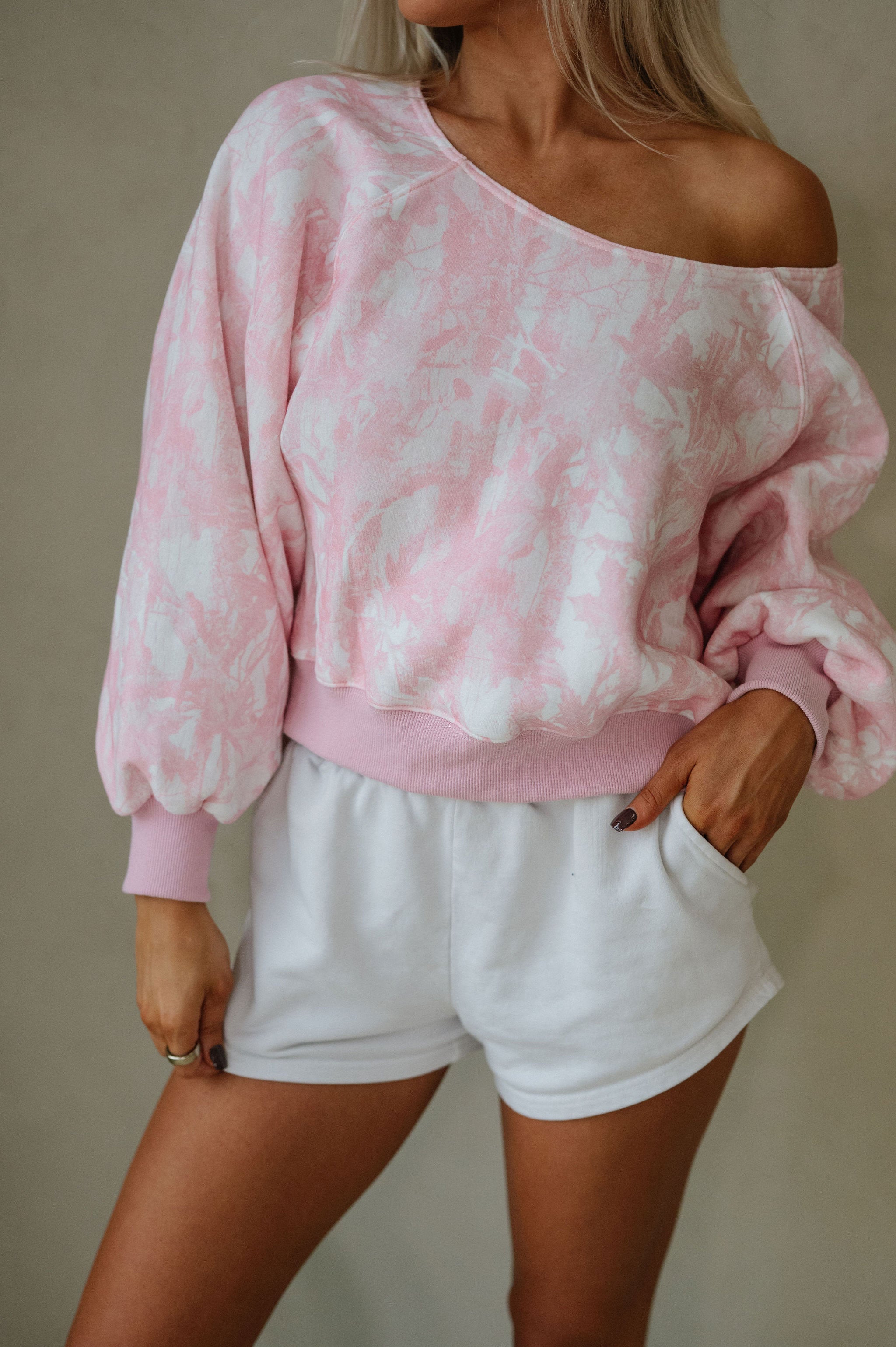 Camo Print OTS Top-Pink