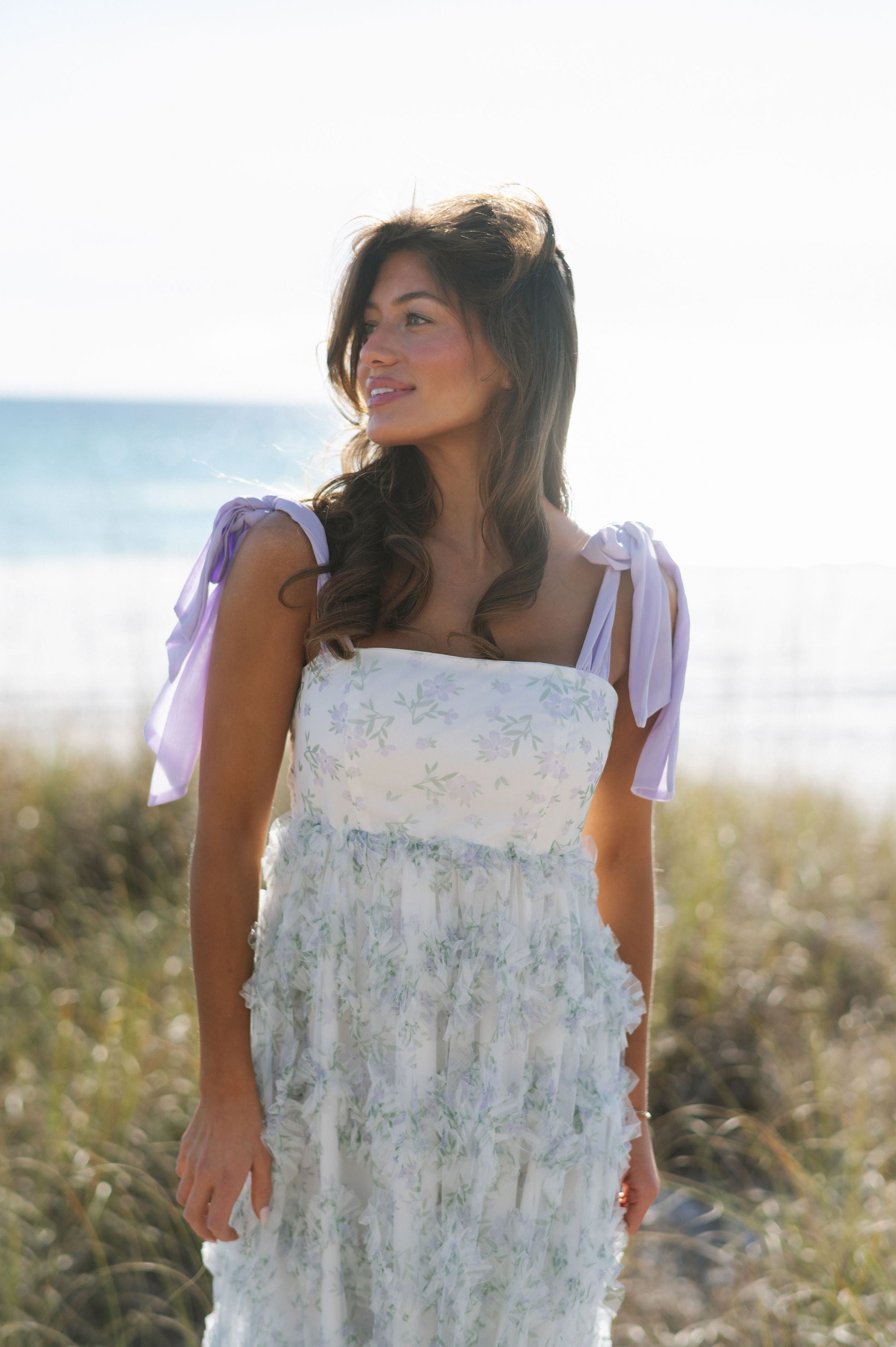 Brixton Ruffle Maxi Dress-Lilac