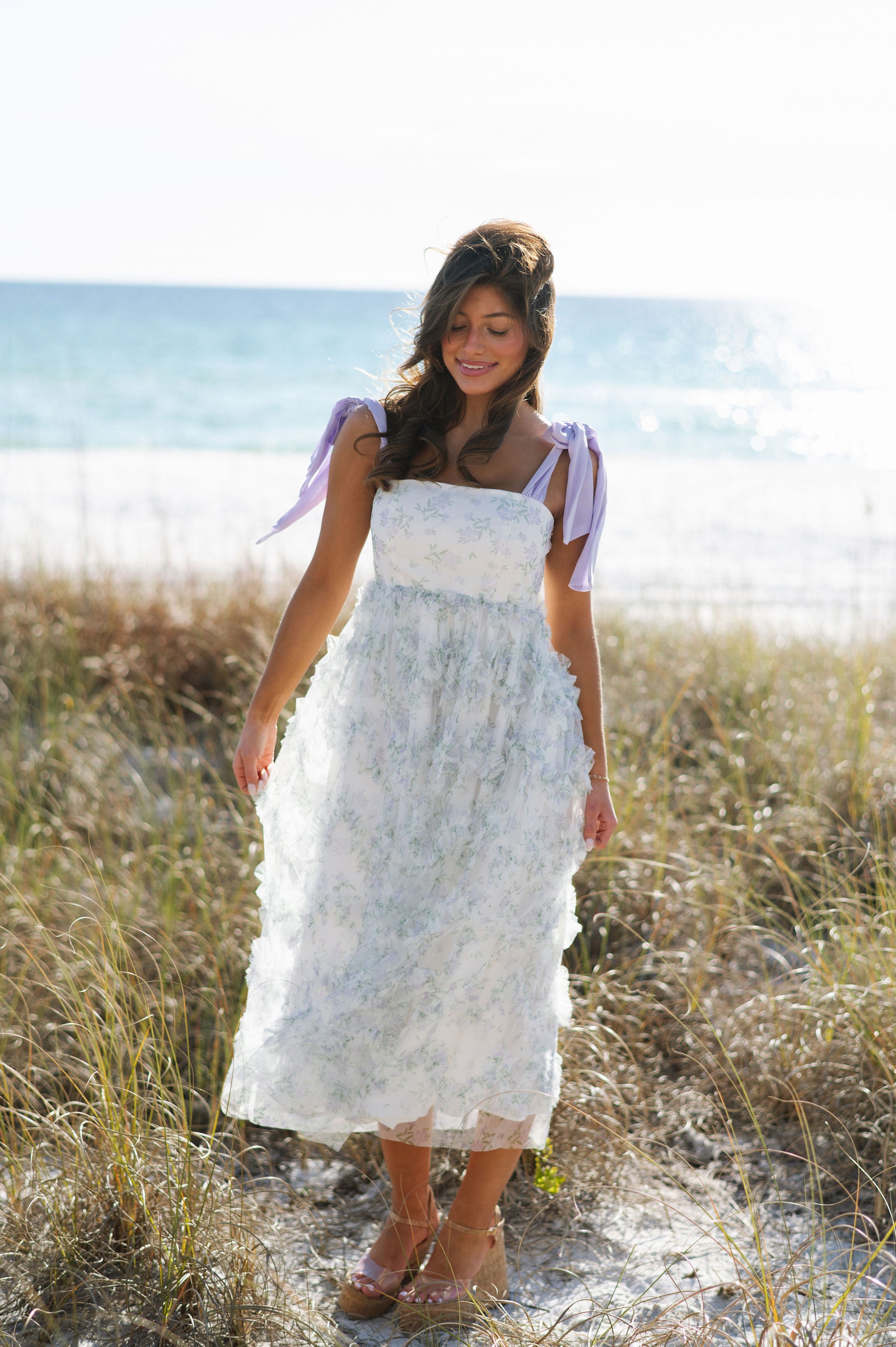 Brixton Ruffle Maxi Dress-Lilac