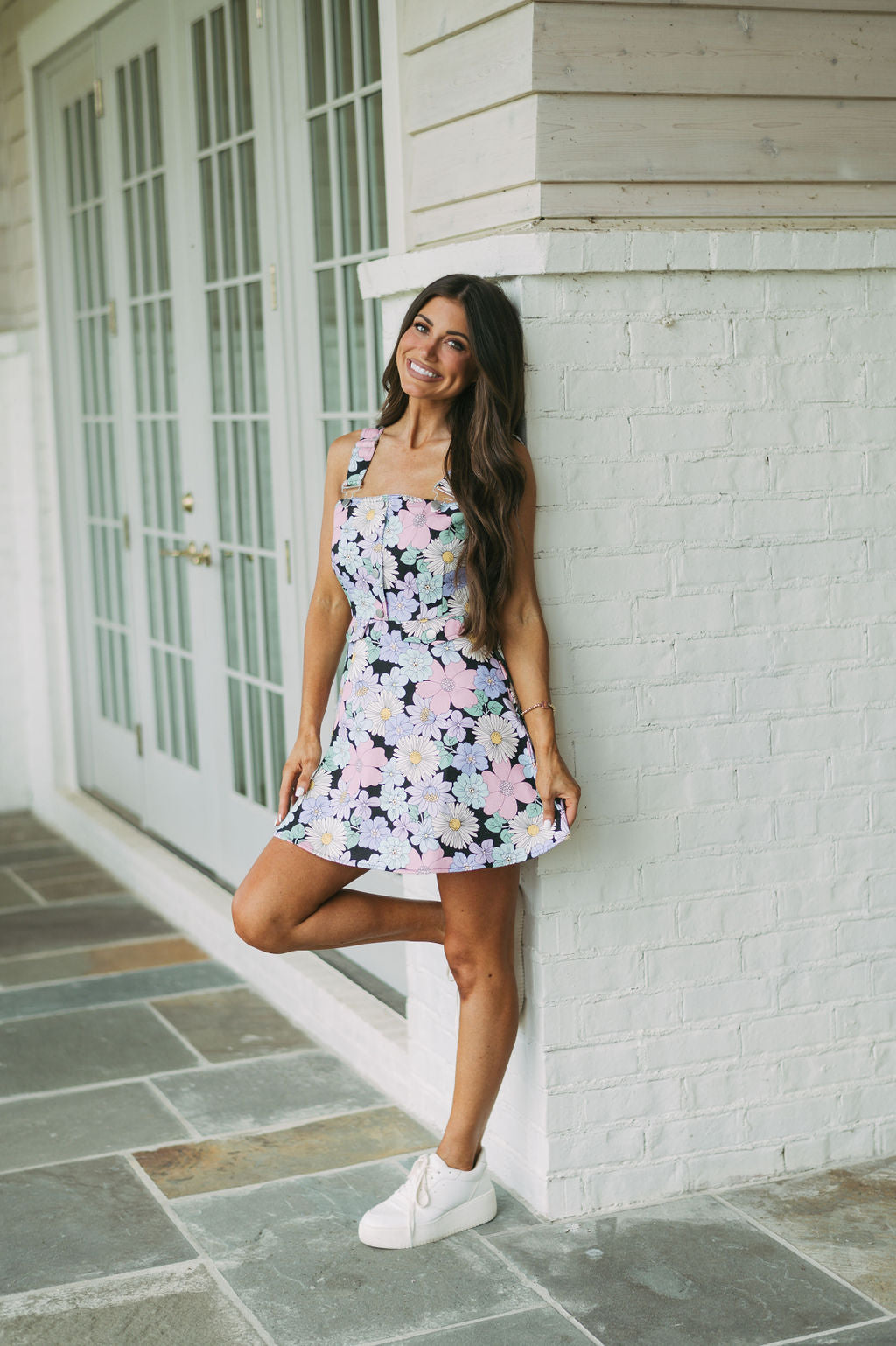 Floral Printed Overall Dress