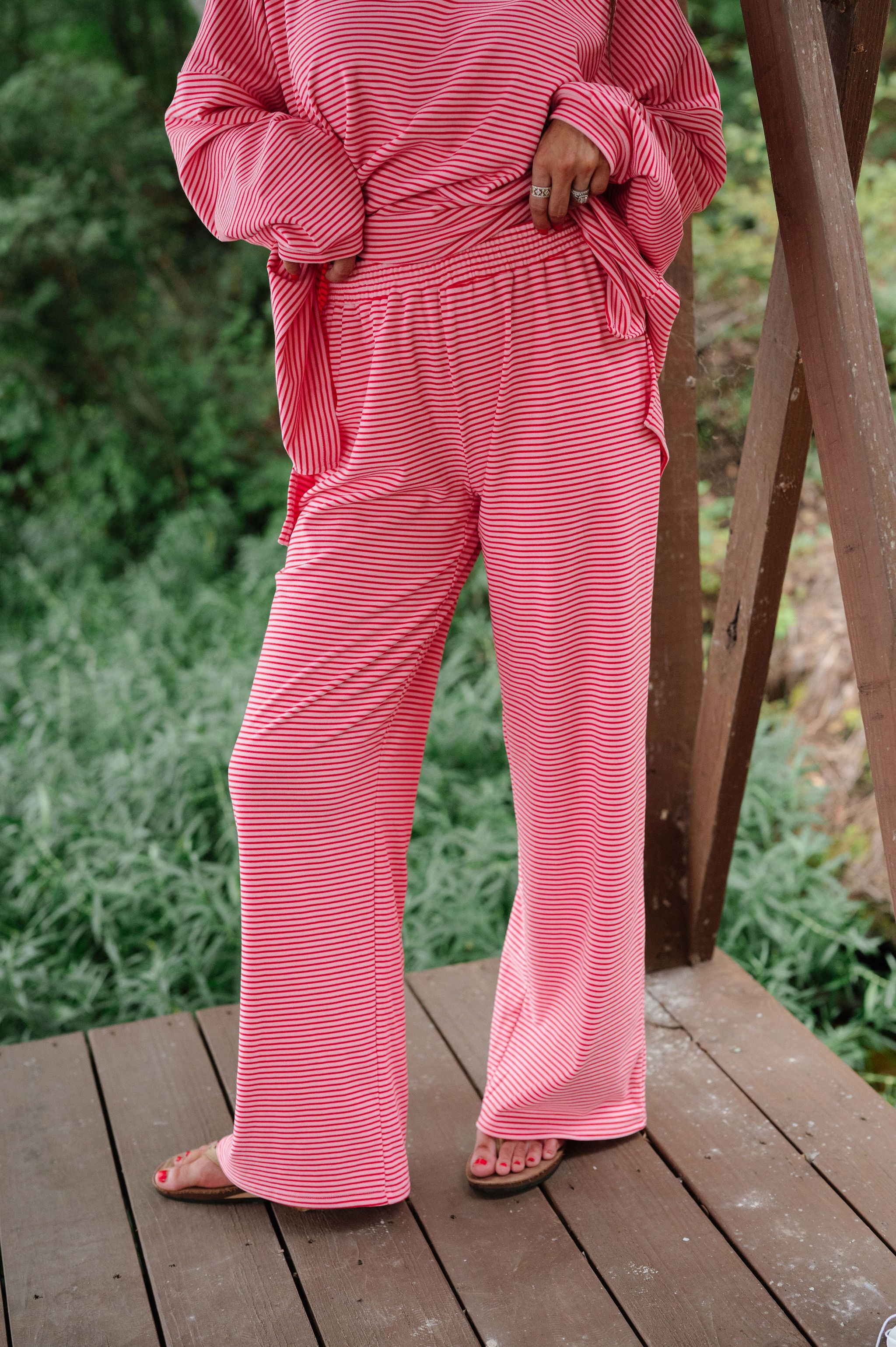 Nelly Striped Pants-Pink