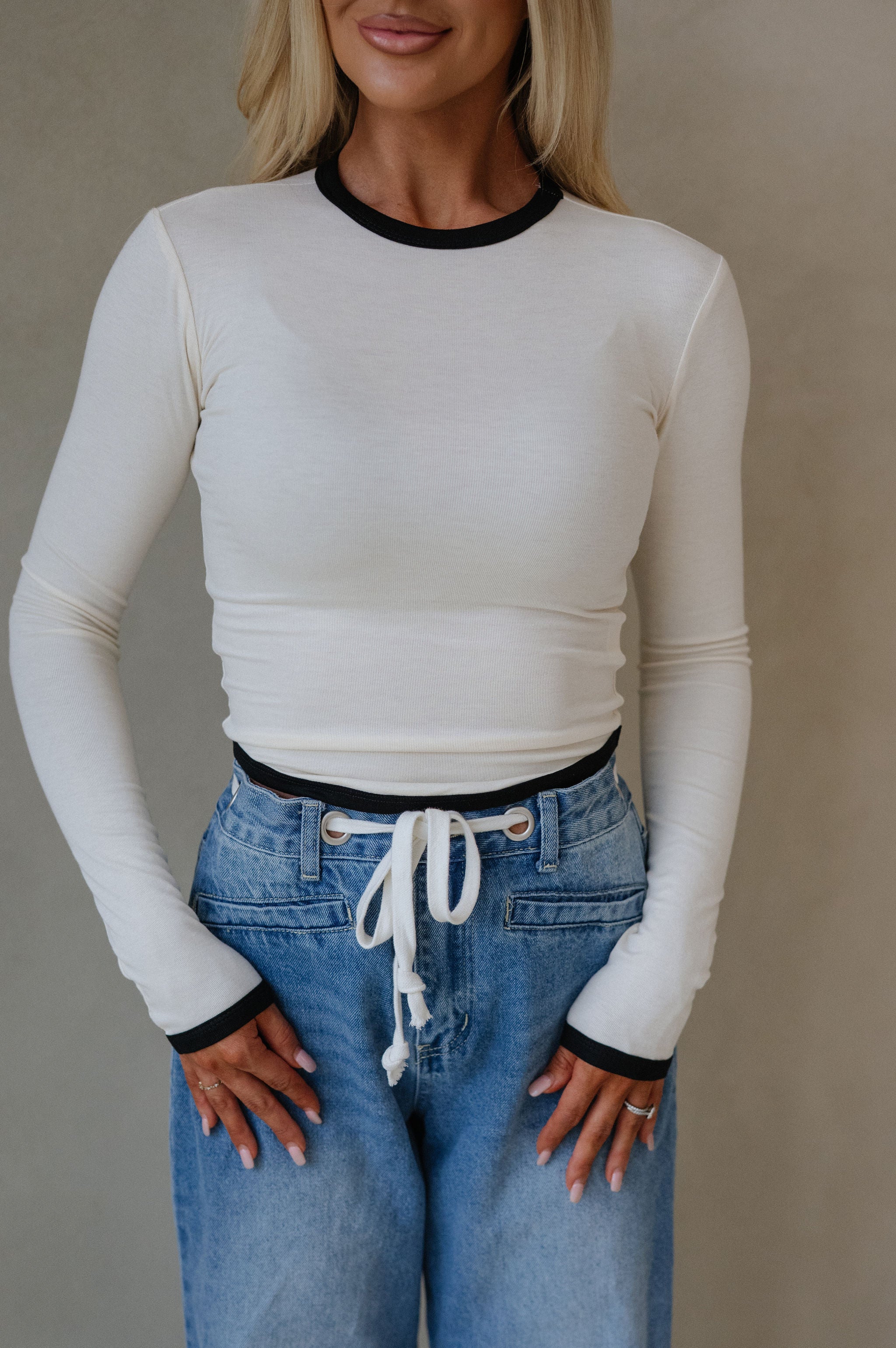 Langley Top-Cream/Black