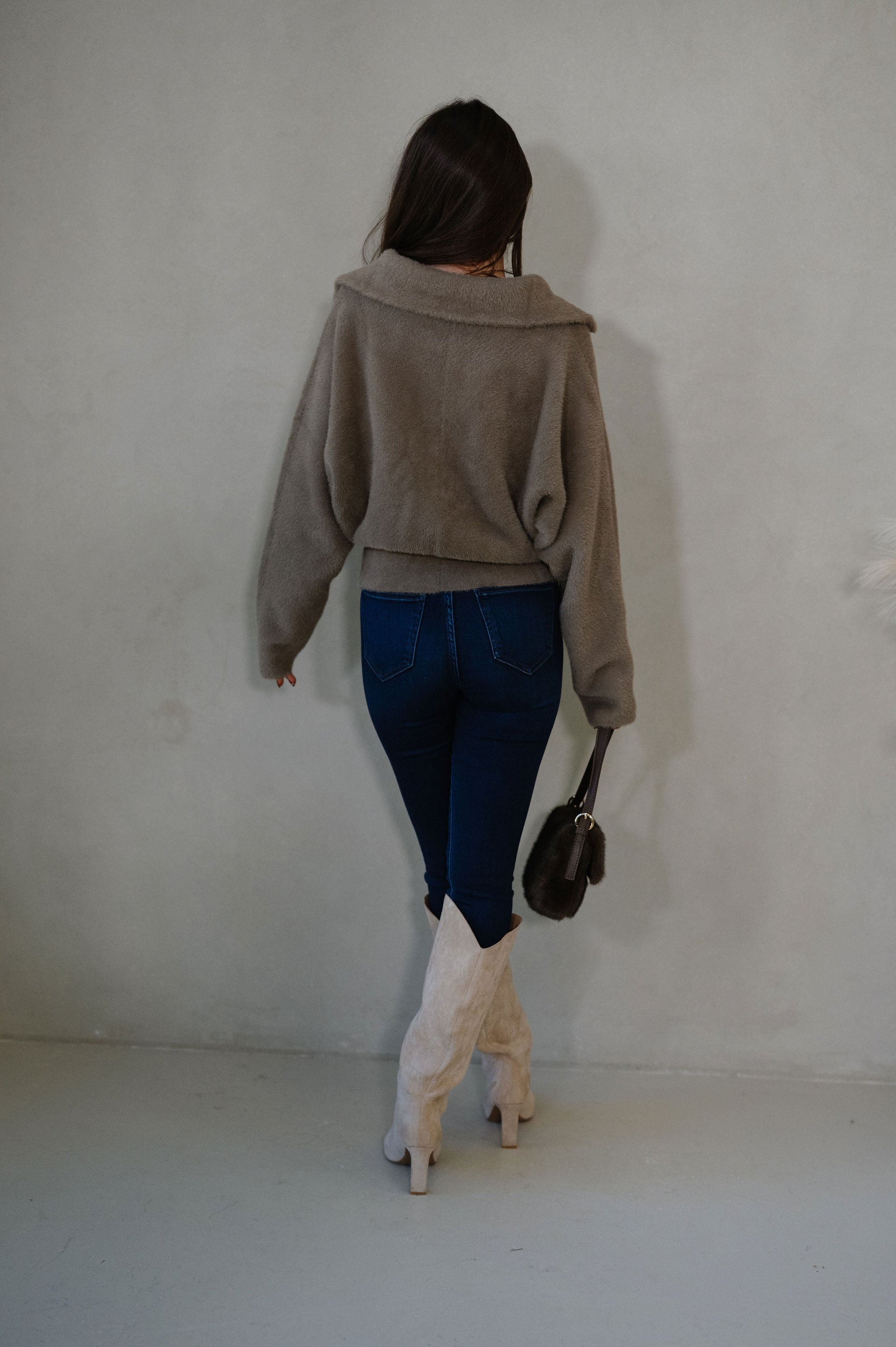 Harvey Fuzzy Cardigan-Cocoa